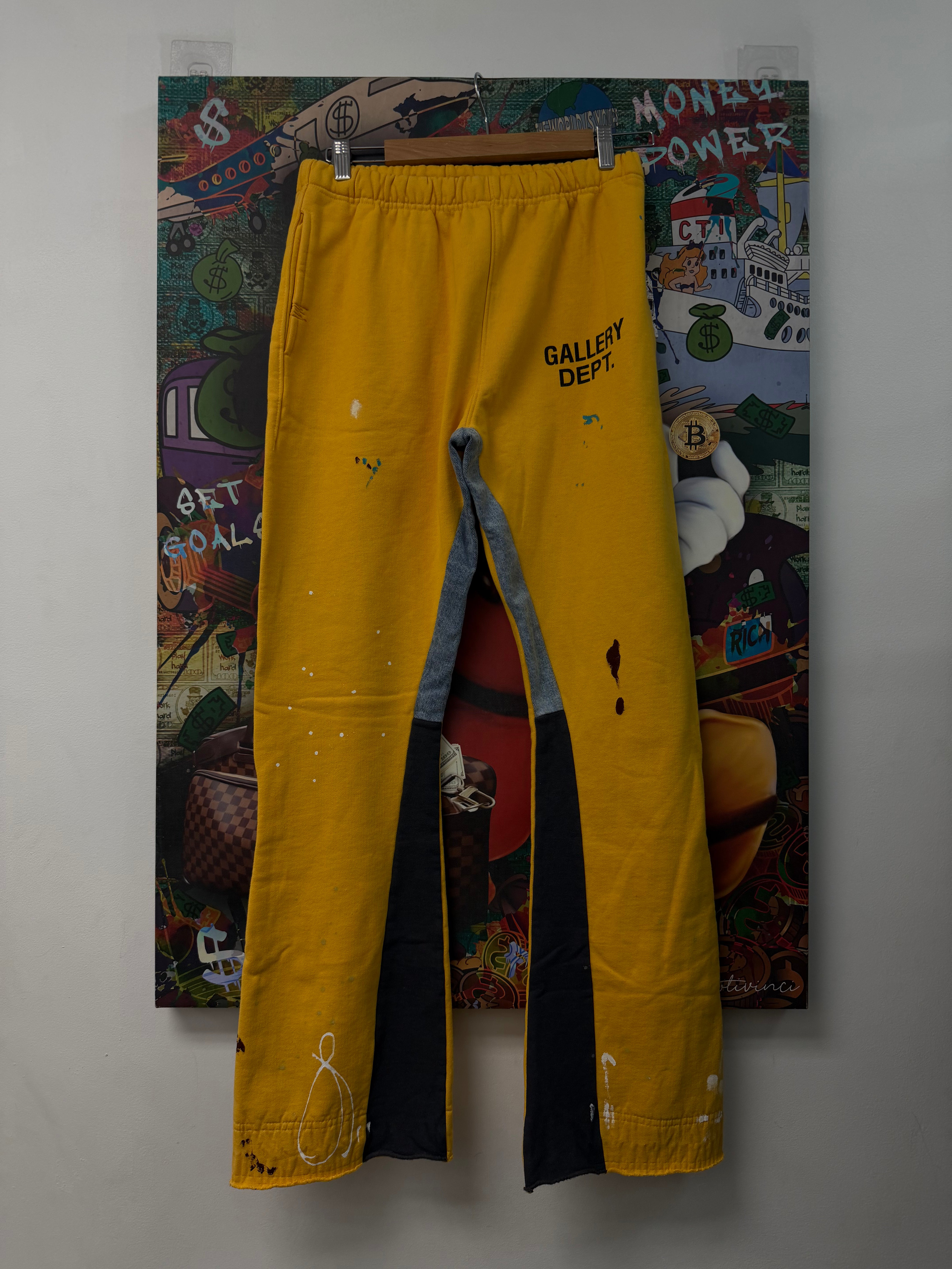 Gallery Dept Yellow Paint Splatter Flare Sweats