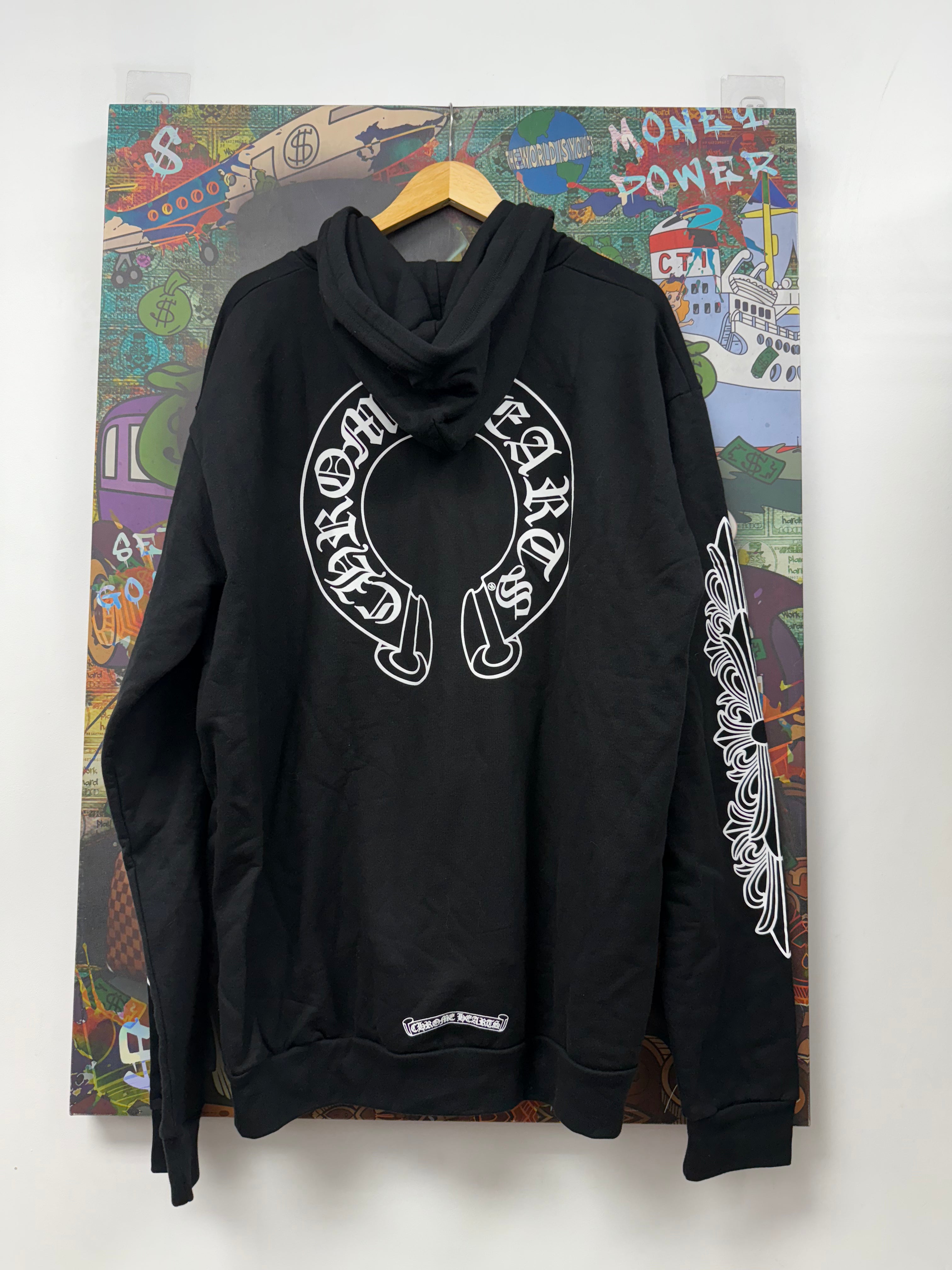 Chrome Hearts Black Floral Horseshoe Zip Up Hoodie
