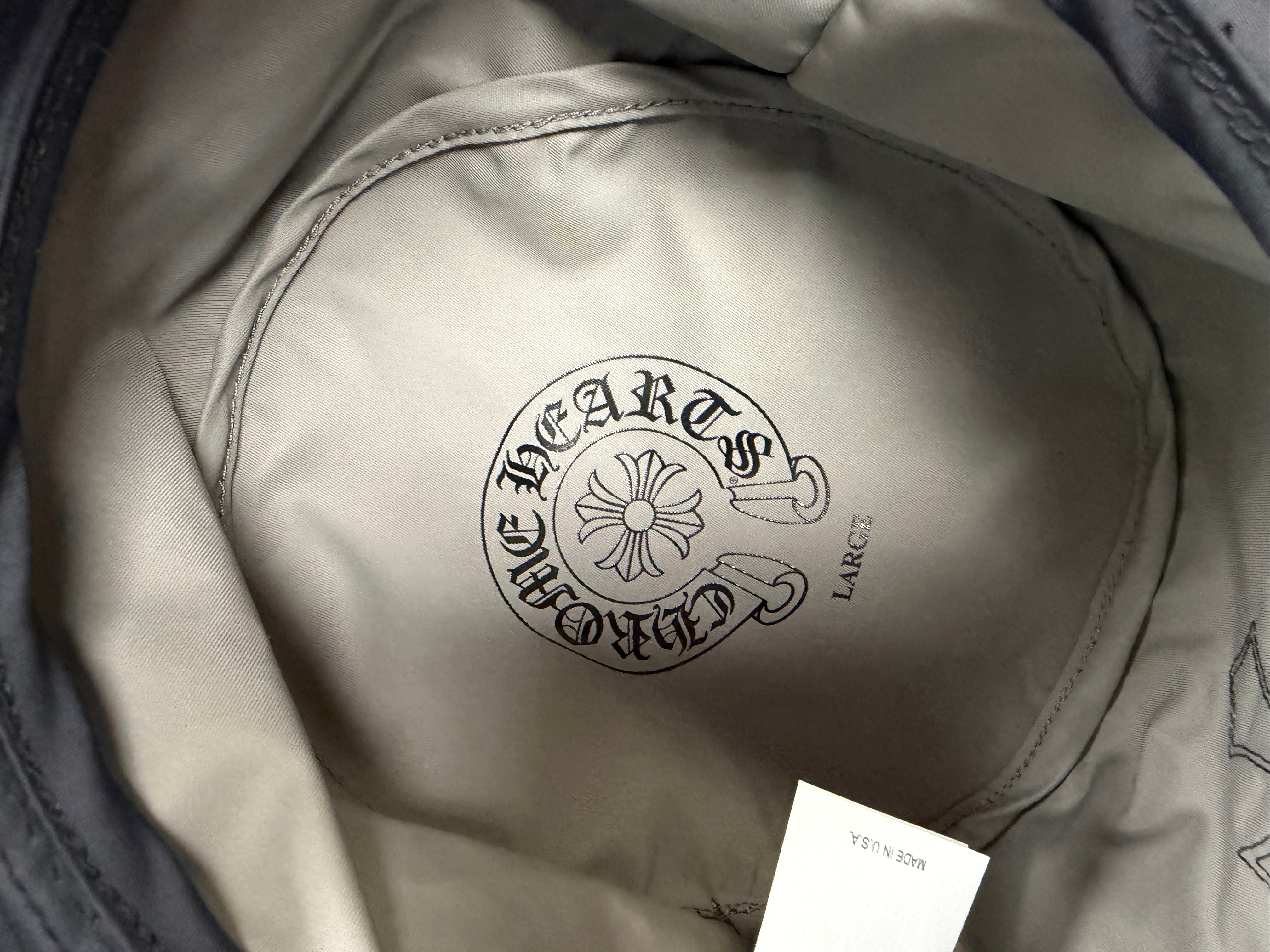 Chrome Hearts Navy Nylon Leather Patch Bucket Hat