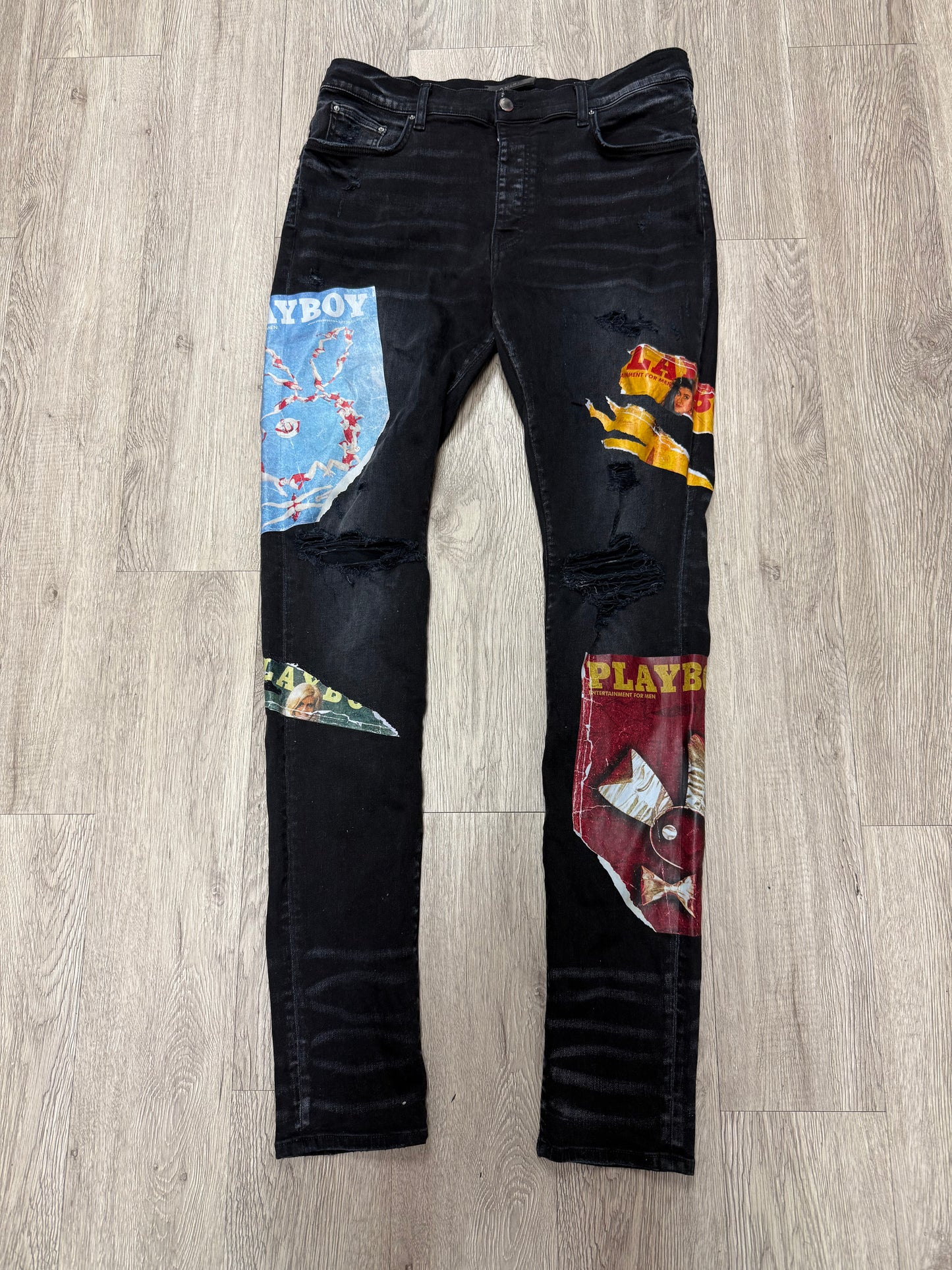 Amiri Playboy Magazine Black Jeans