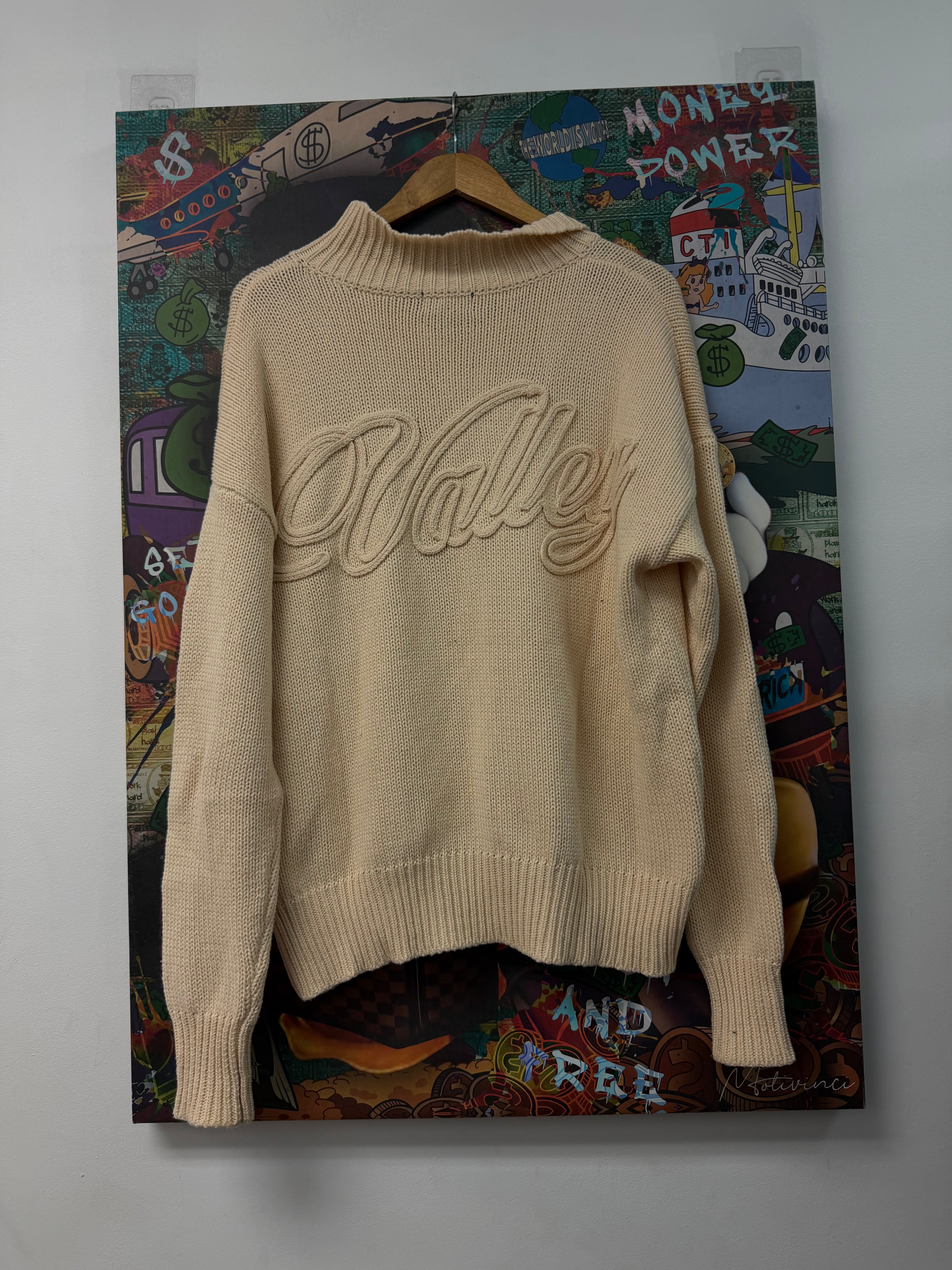 Vale Cream Knit Zip Up Sweater