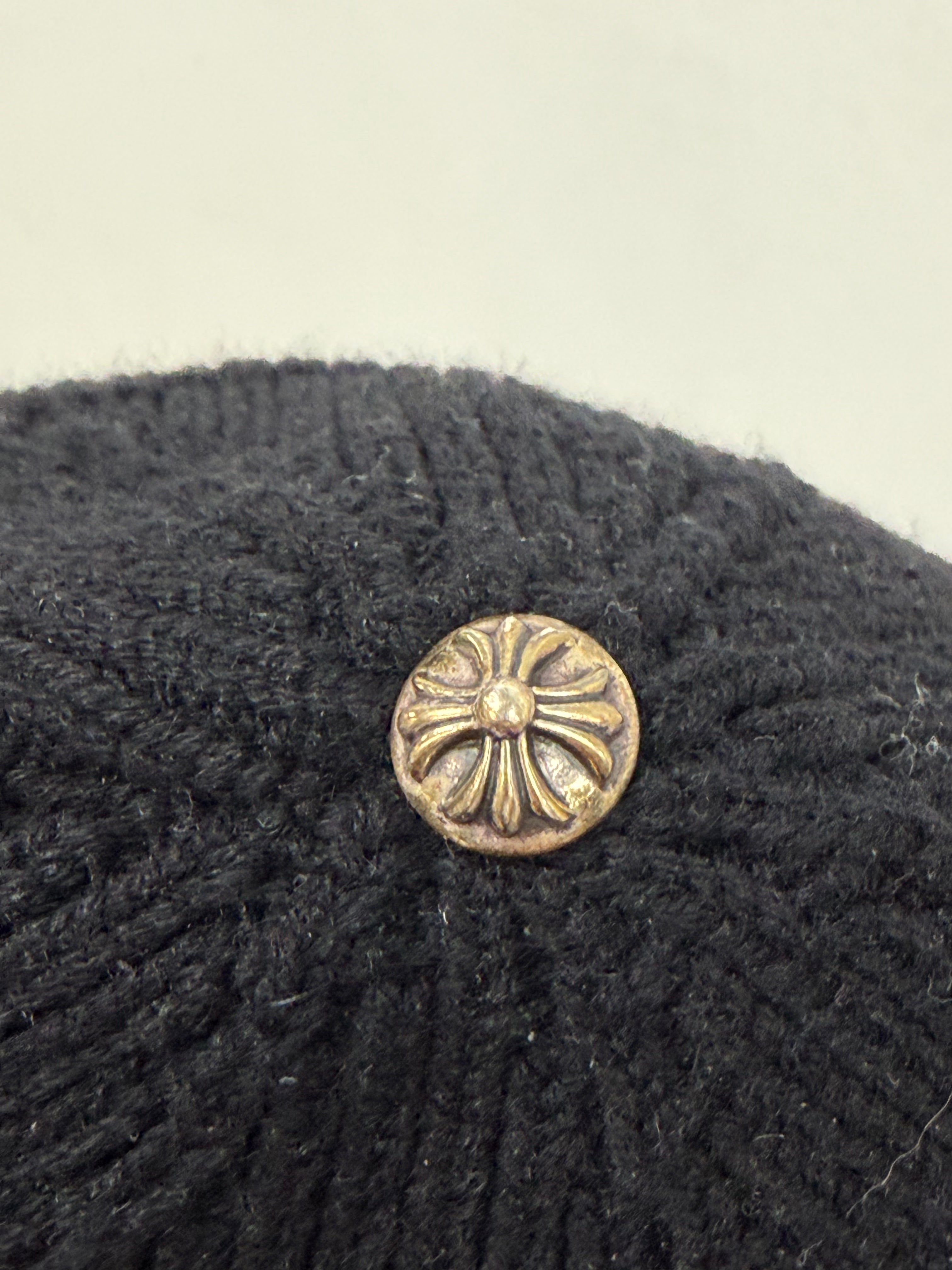 Chrome Hearts Black Triple Cemetery Cross Patch Beanie
