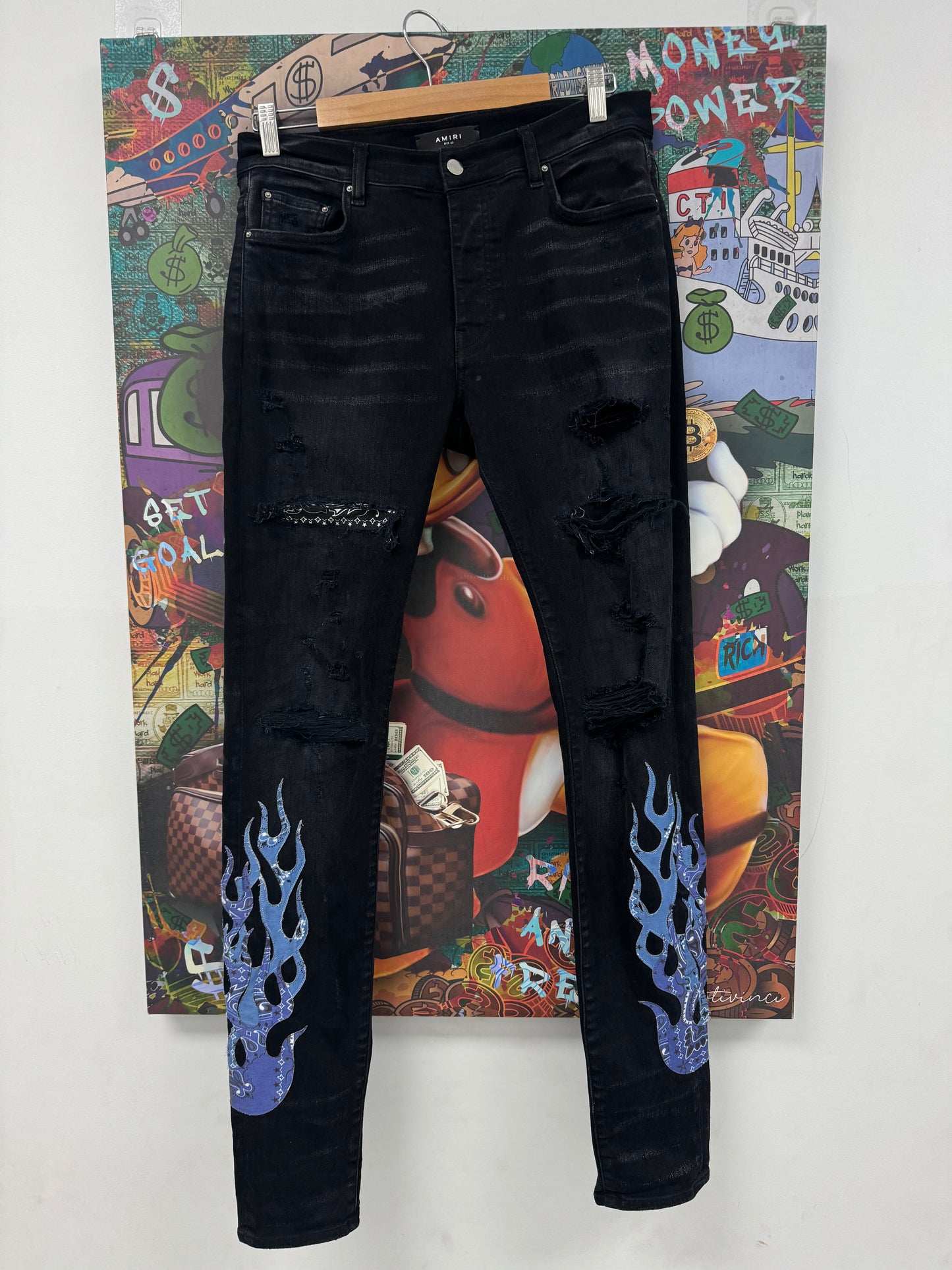 Amiri Jeans Blue Flames  Used 33 N/A