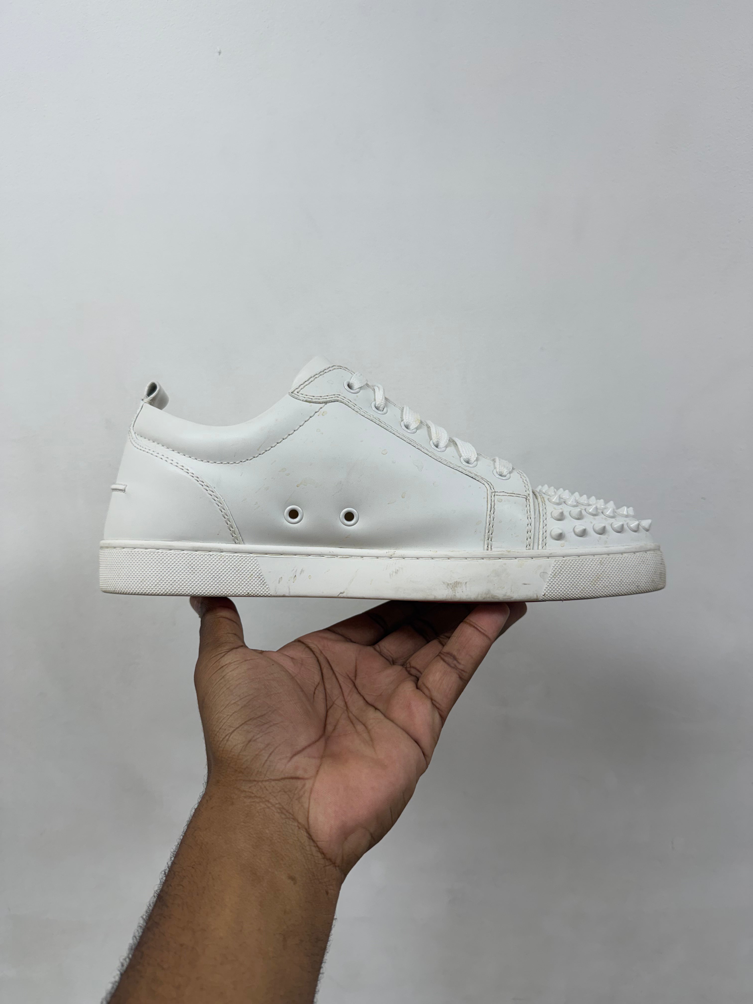 Christian Louboutin White Low Top Spike Sneakers