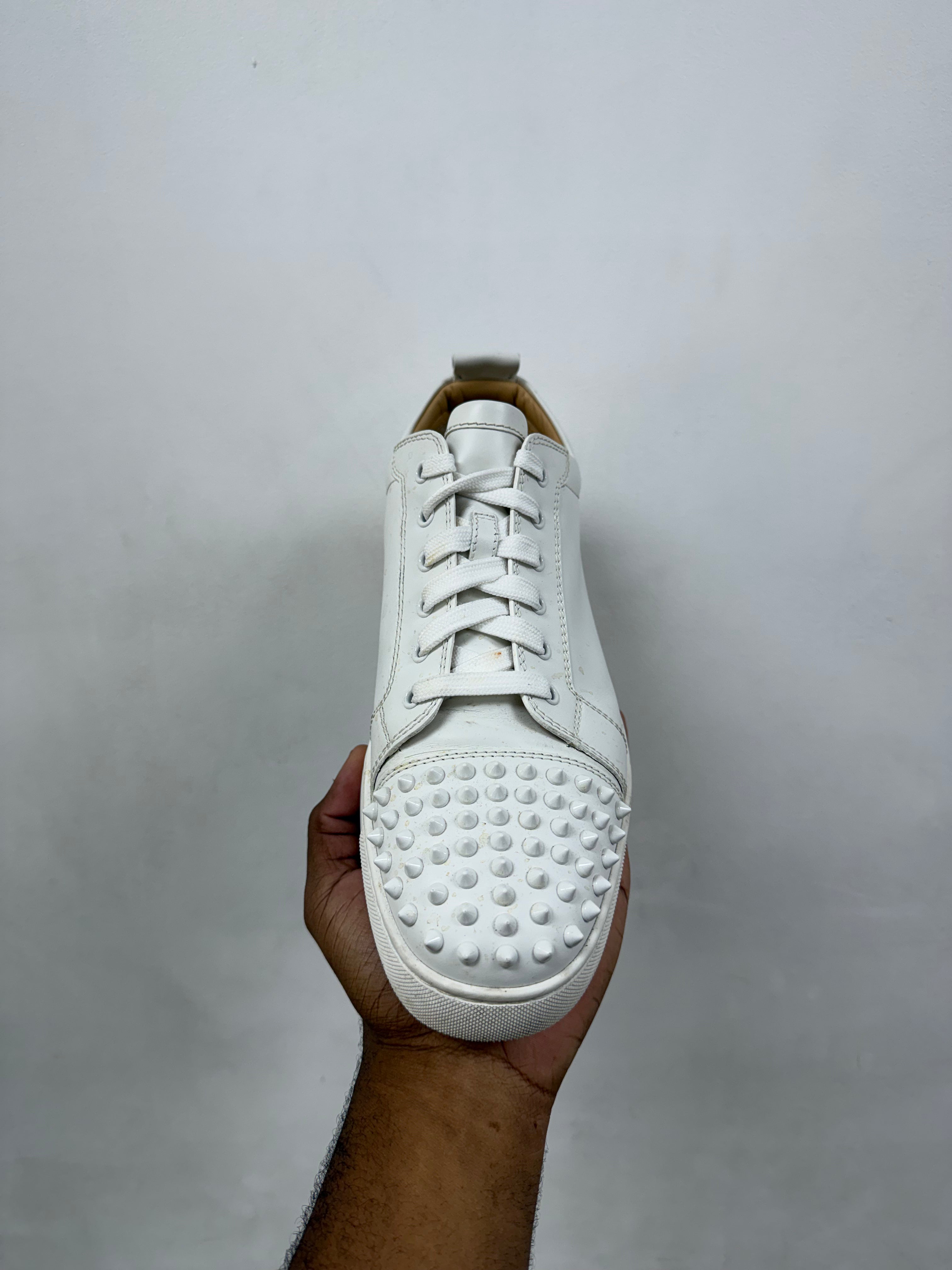 Christian Louboutin White Low Top Spike Sneakers