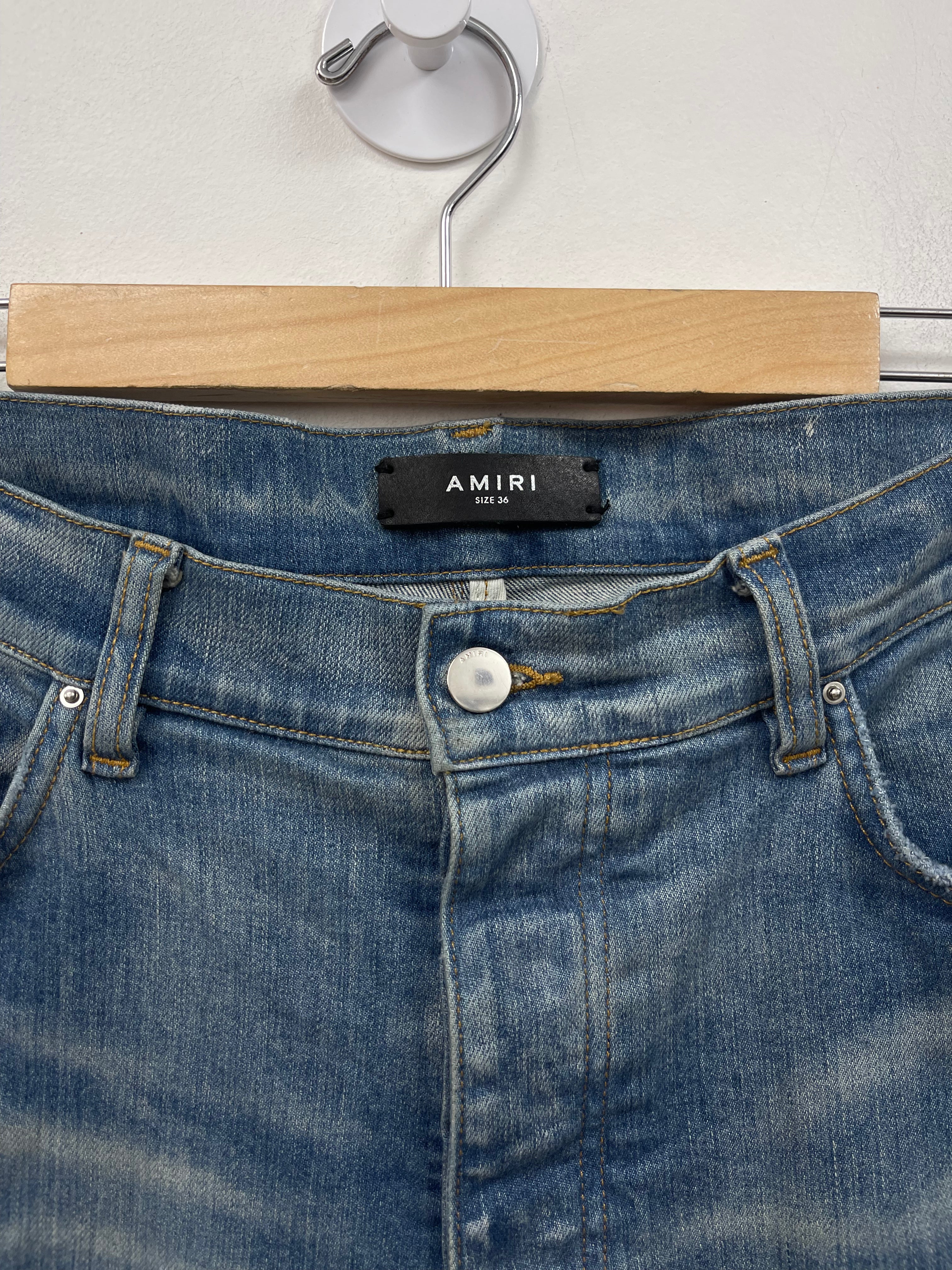 Amiri MX1 Light Wash Brown Patch Jeans