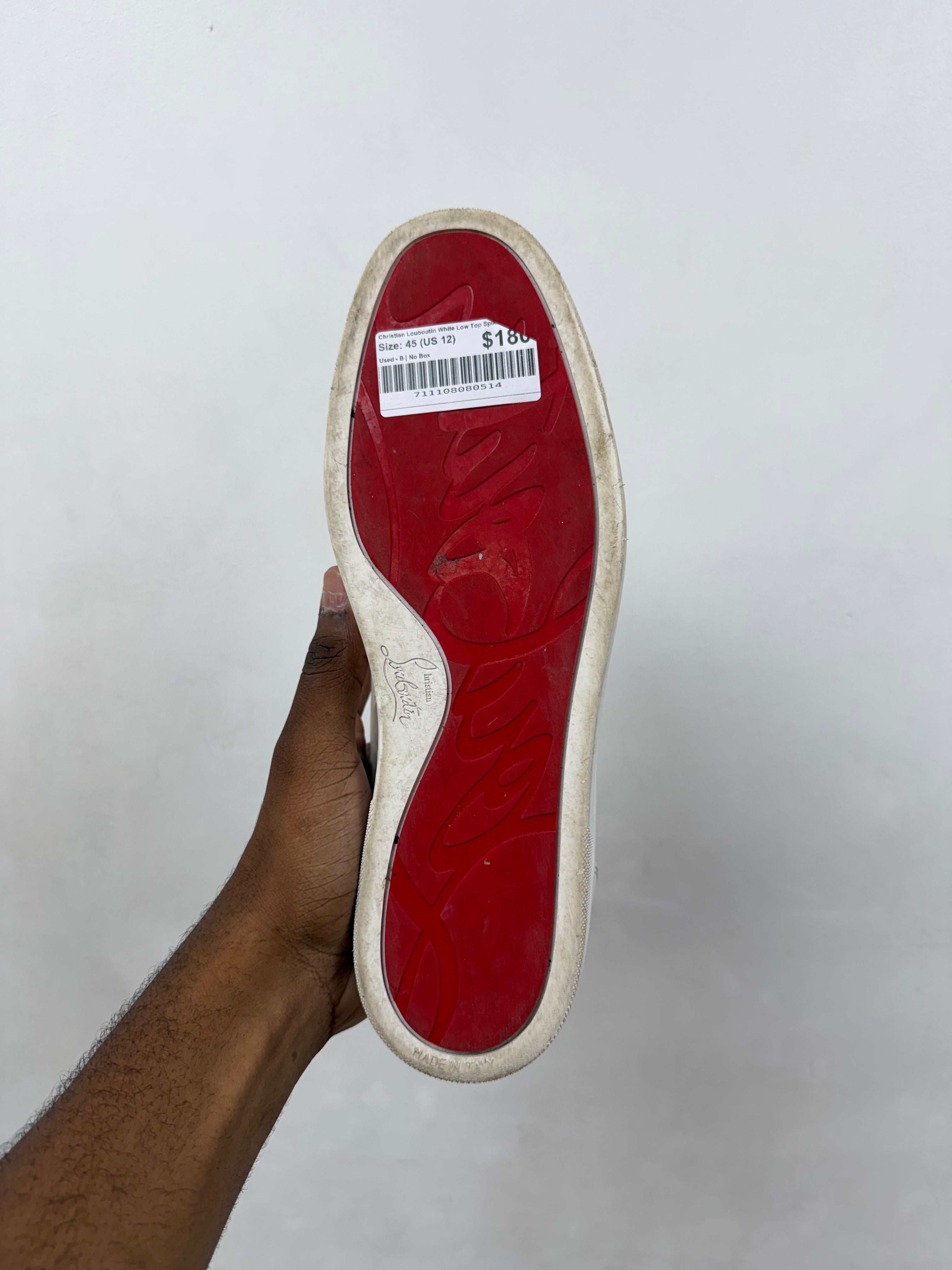 Christian Louboutin White Low Top Spike Sneakers