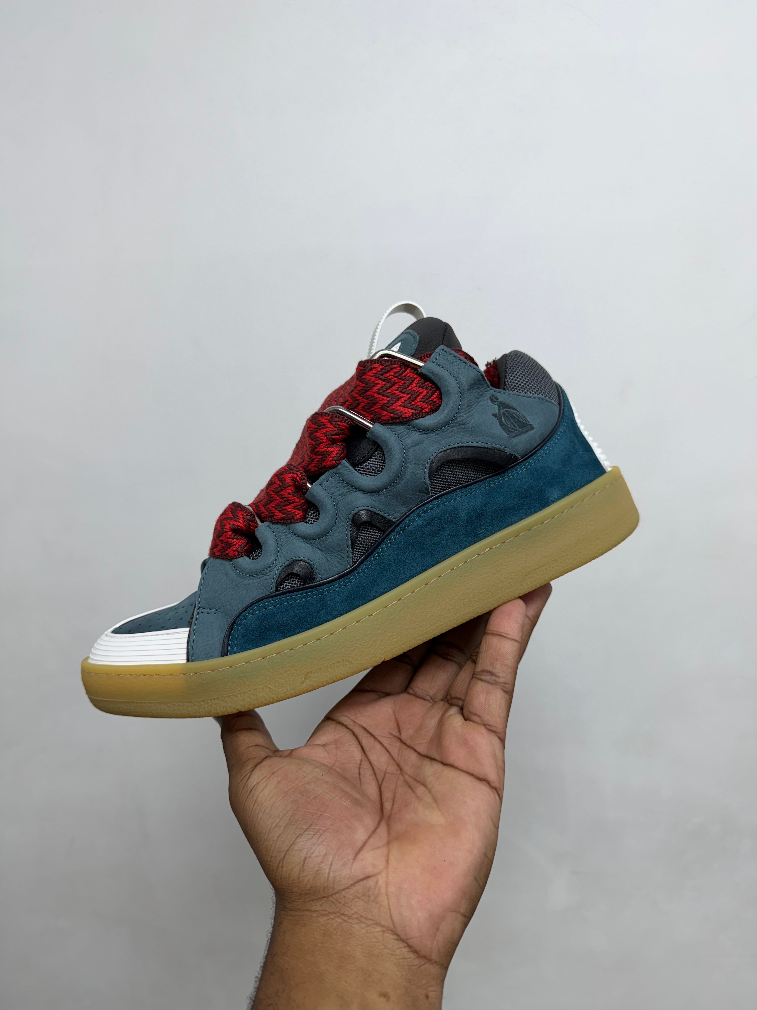 Lanvin Navy Red Curb Sneakers