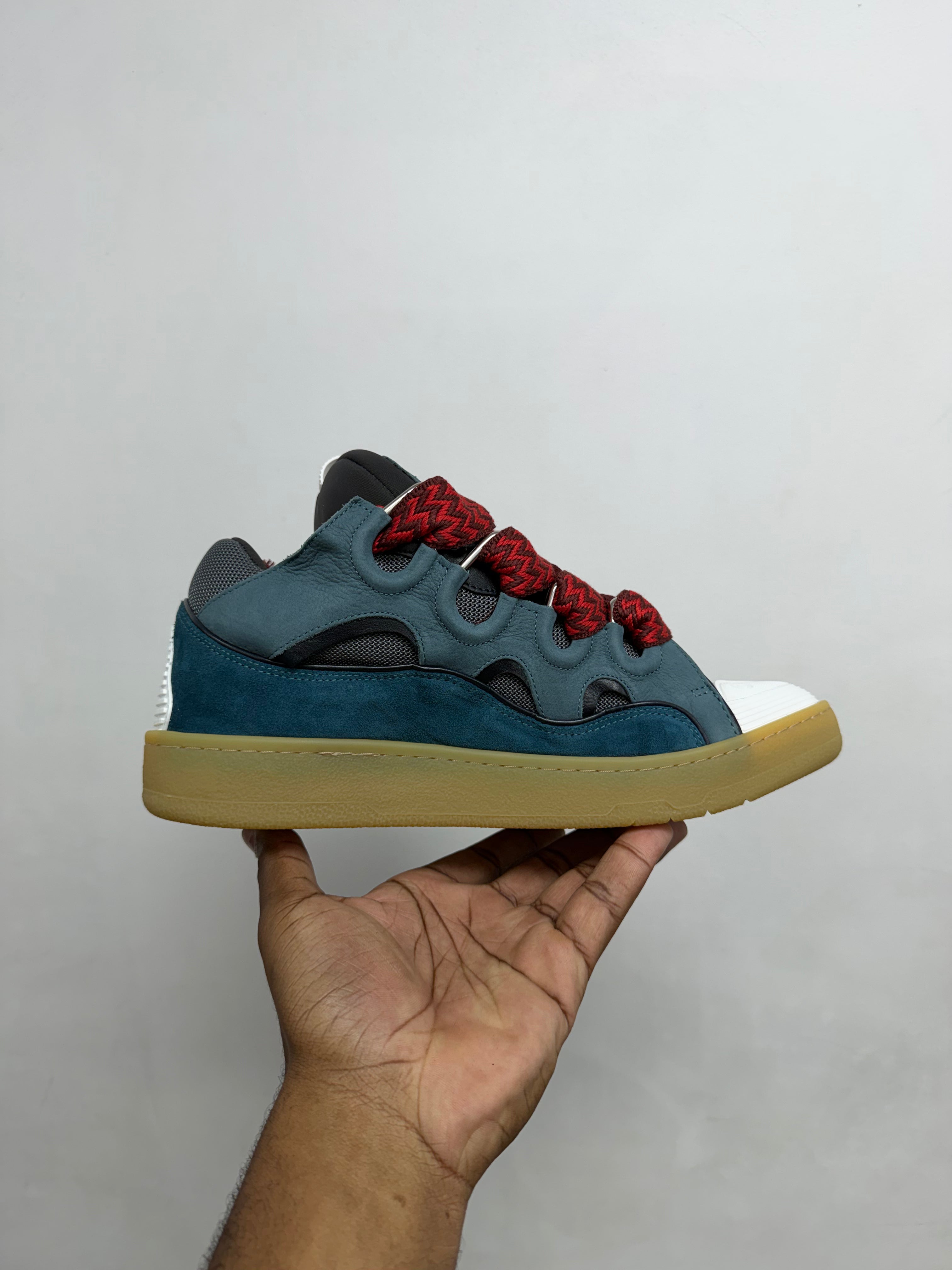 Lanvin Navy Red Curb Sneakers