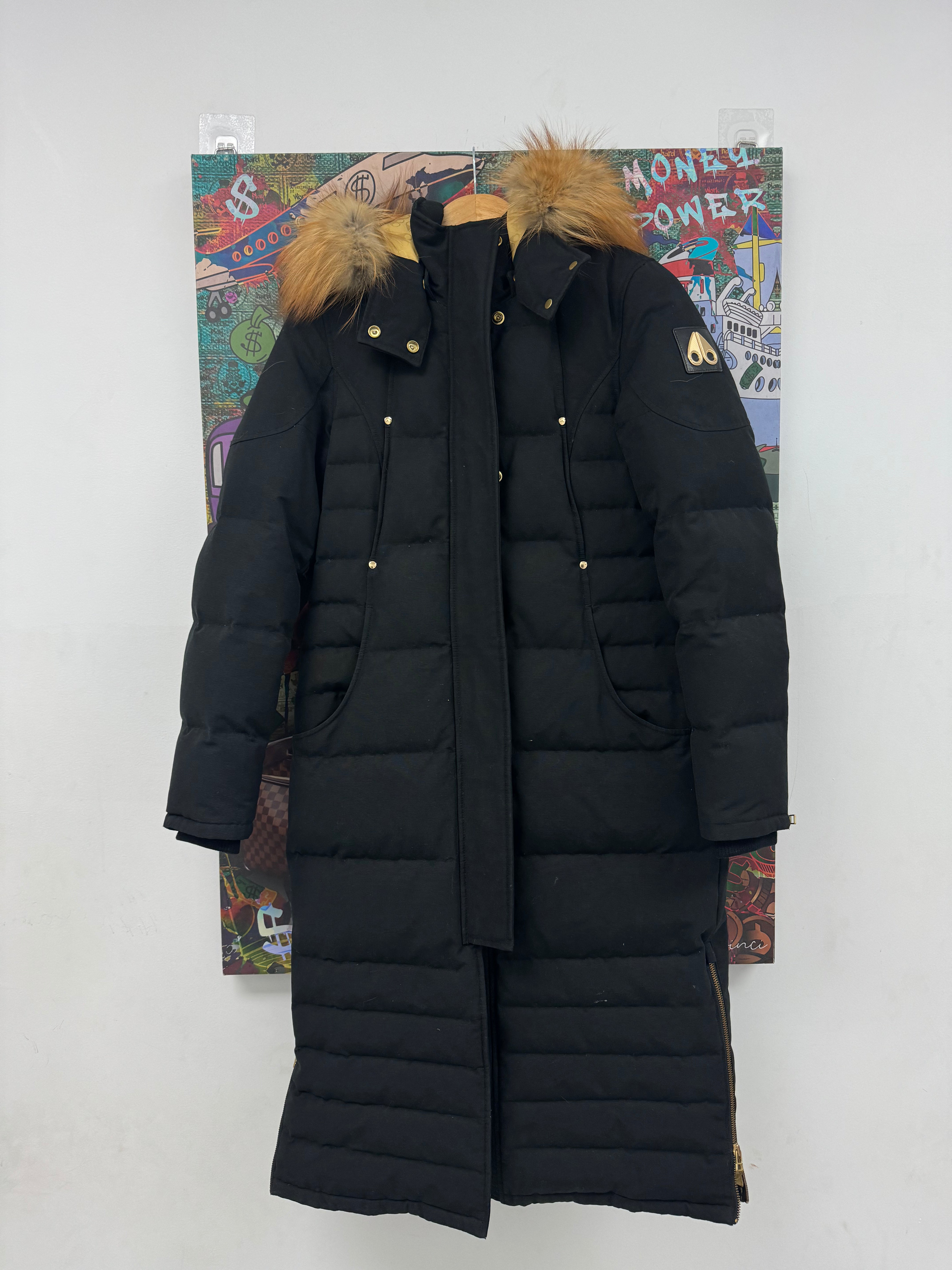 Moose Knuckle Jacket Black Fur Woman Used Small