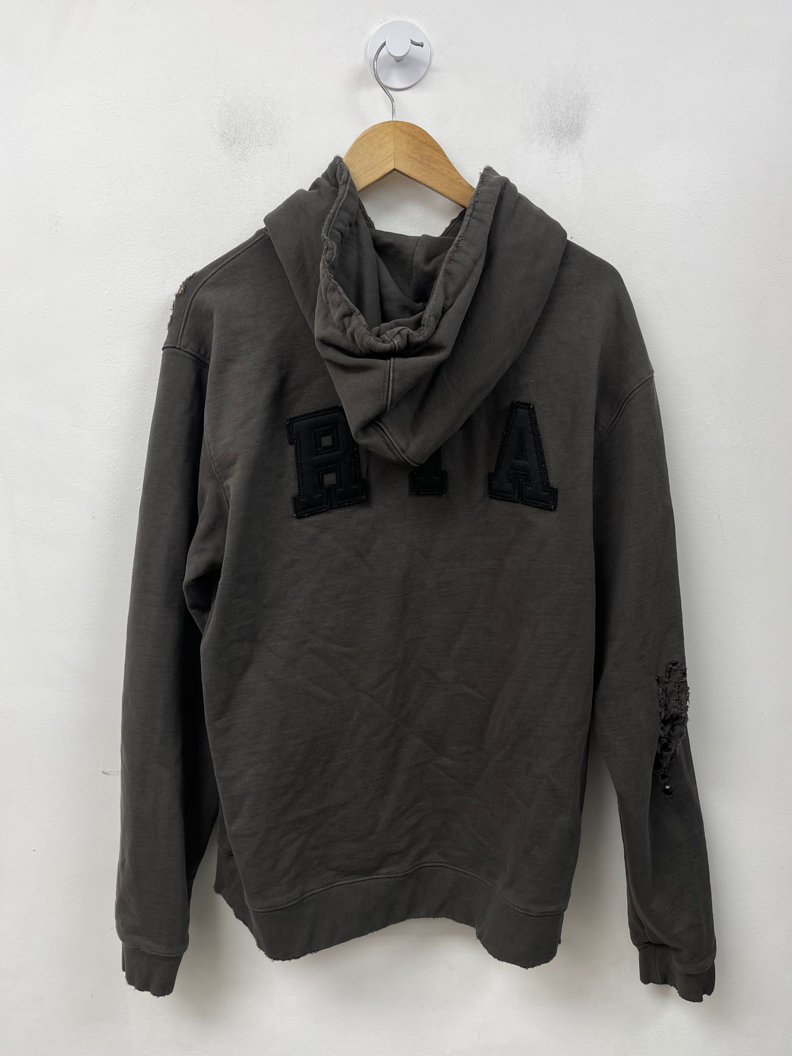 RTA Dark Grey Collegiate Distressed Hoodie