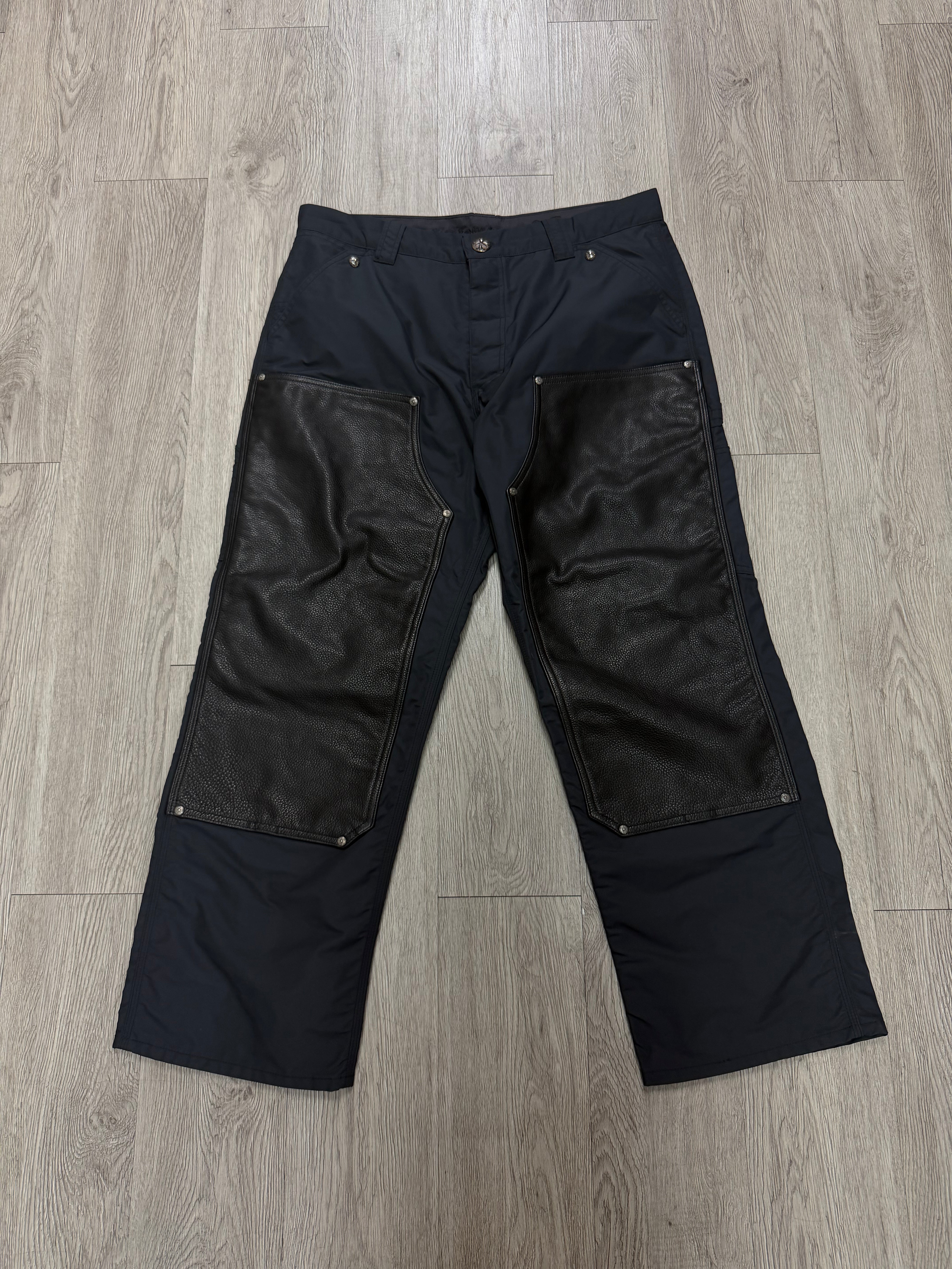 Chrome Hearts Navy Nylon Leather Double Knee Pants