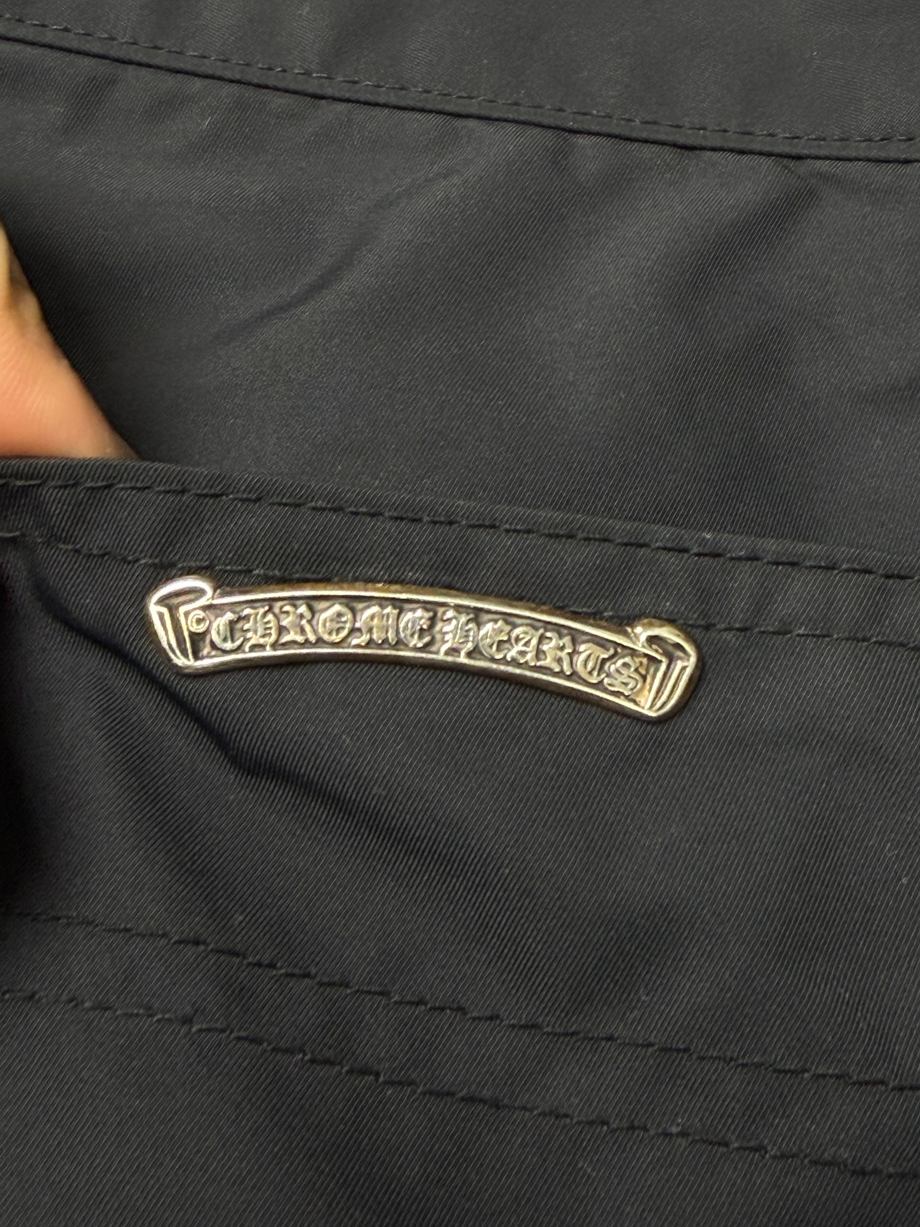 Chrome Hearts Navy Nylon Leather Double Knee Pants