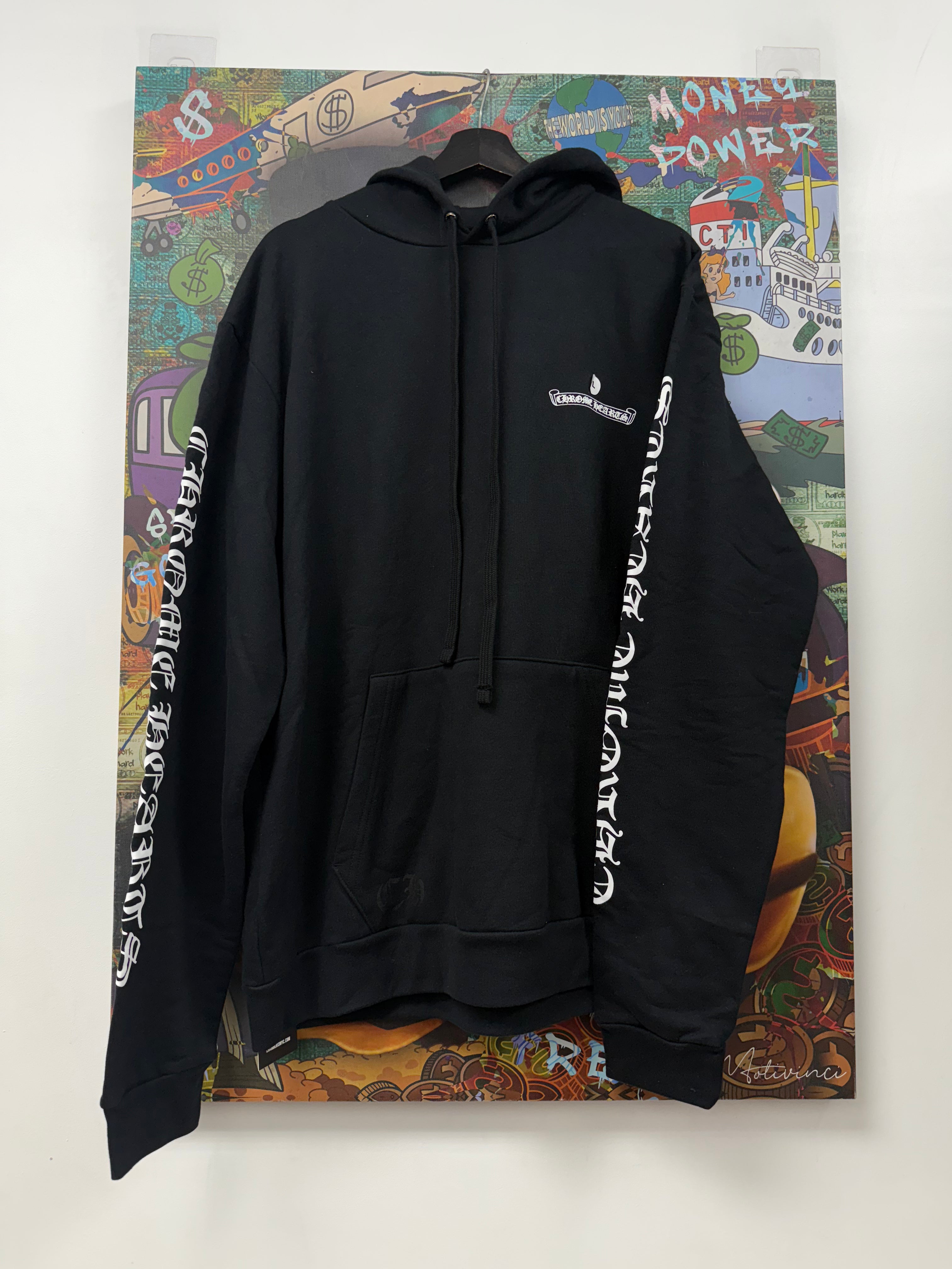 Chrome Hearts Black White Scroll Logo Hoodie
