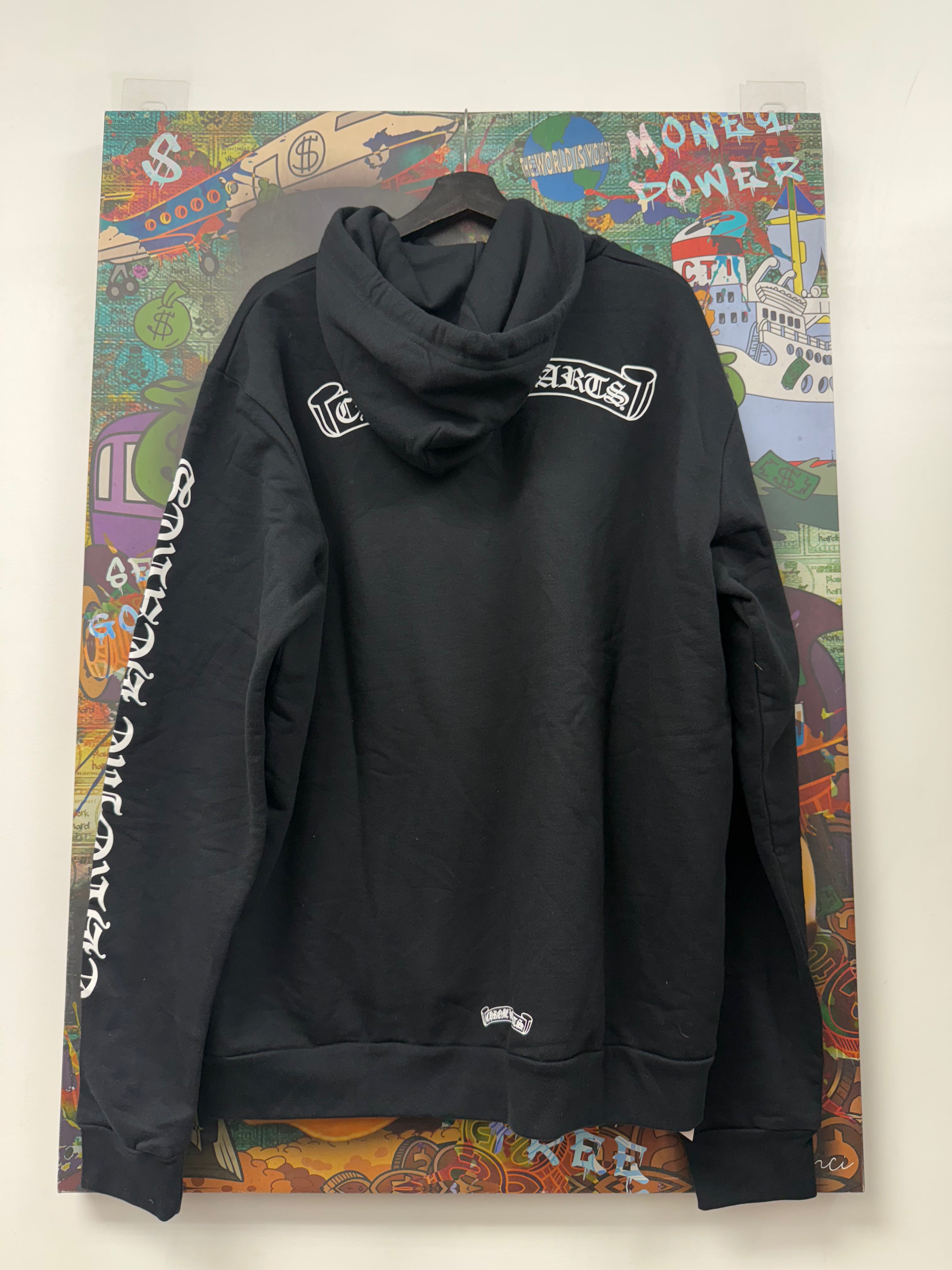 Chrome Hearts Black White Scroll Logo Hoodie