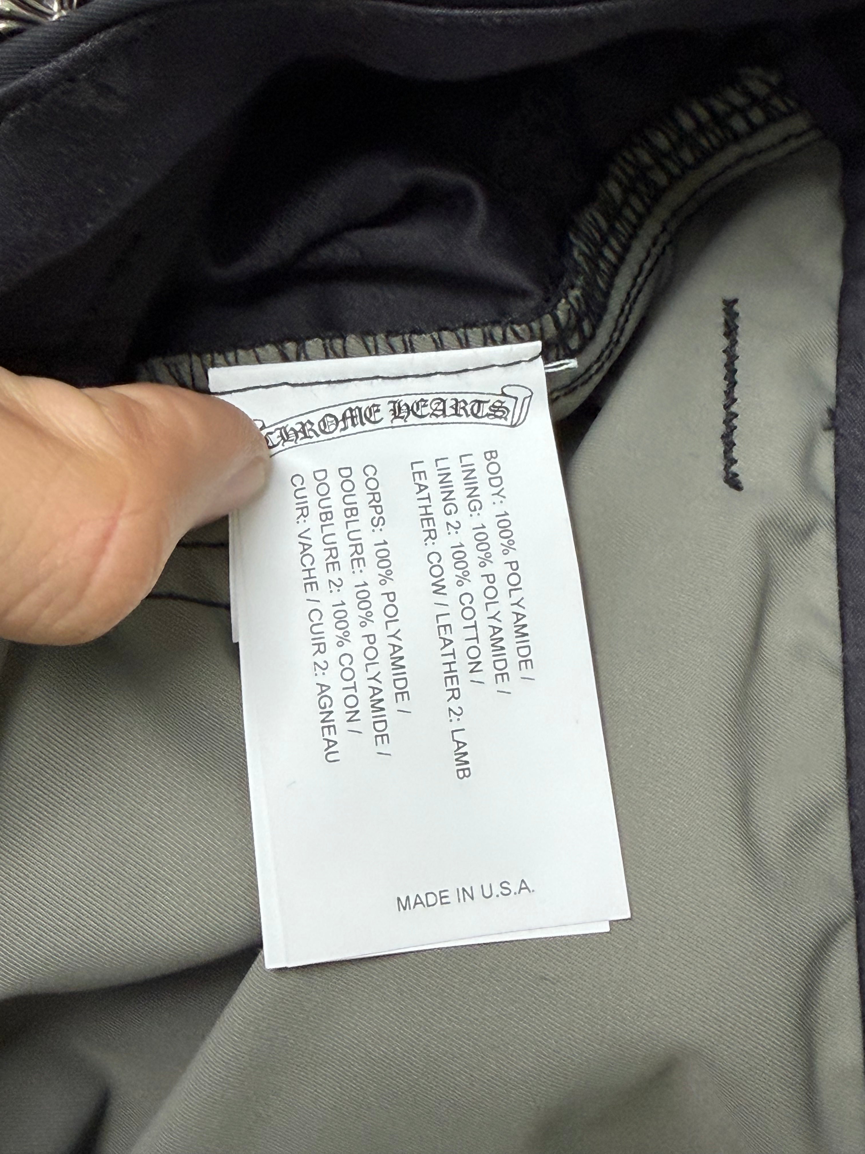 Chrome Hearts Navy Nylon Leather Double Knee Pants