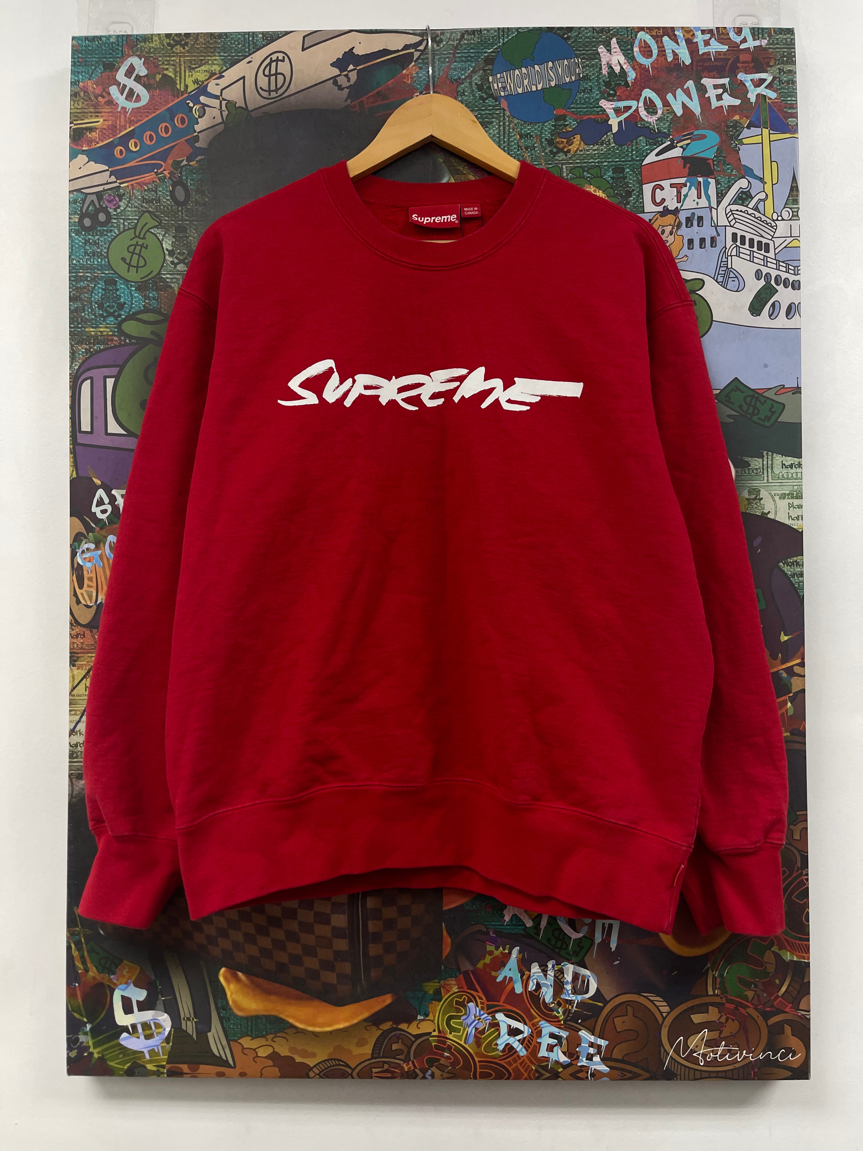 Supreme Red White Futura Crewneck