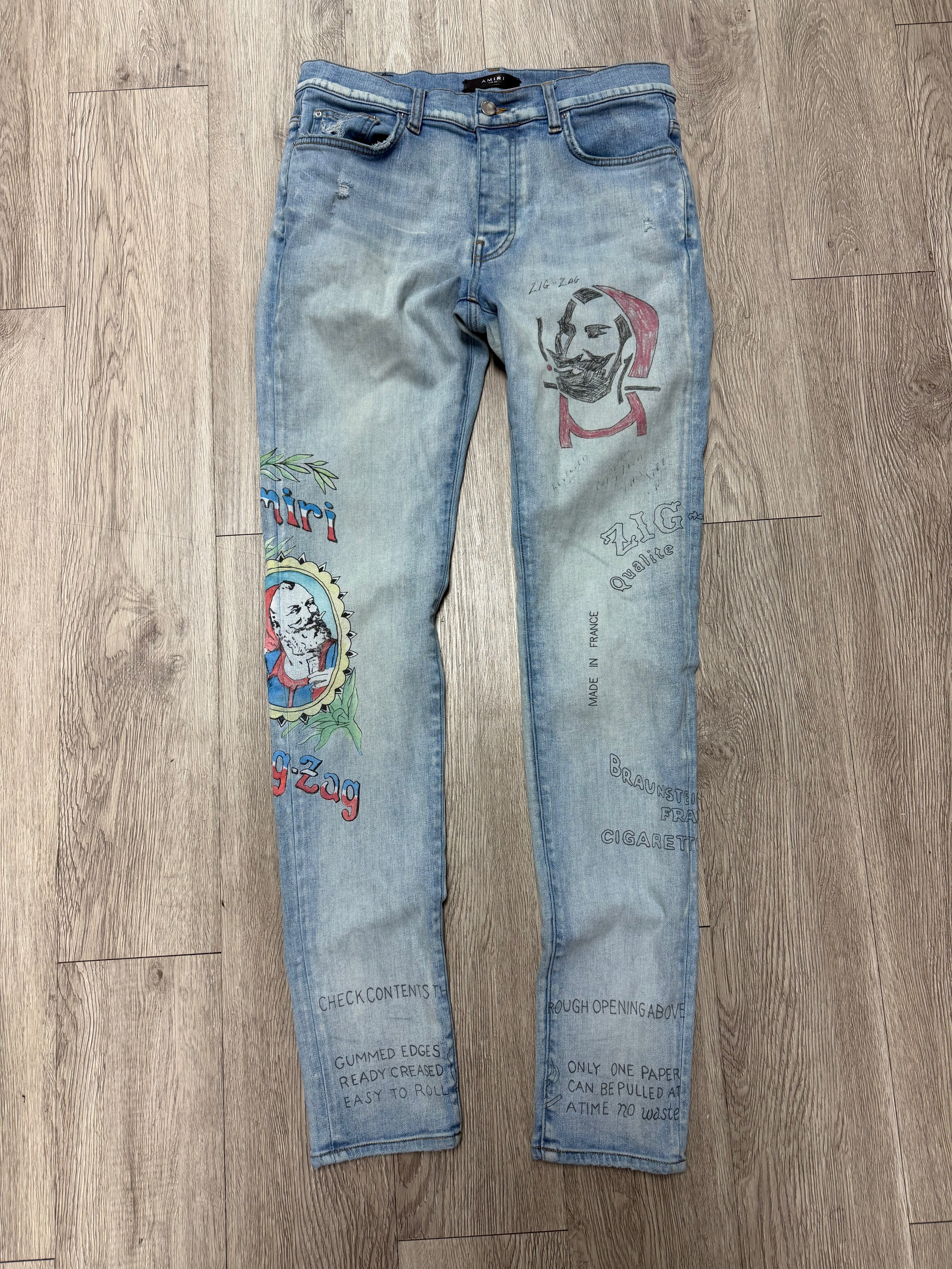 Amiri Light Wash Zig Zag Jeans