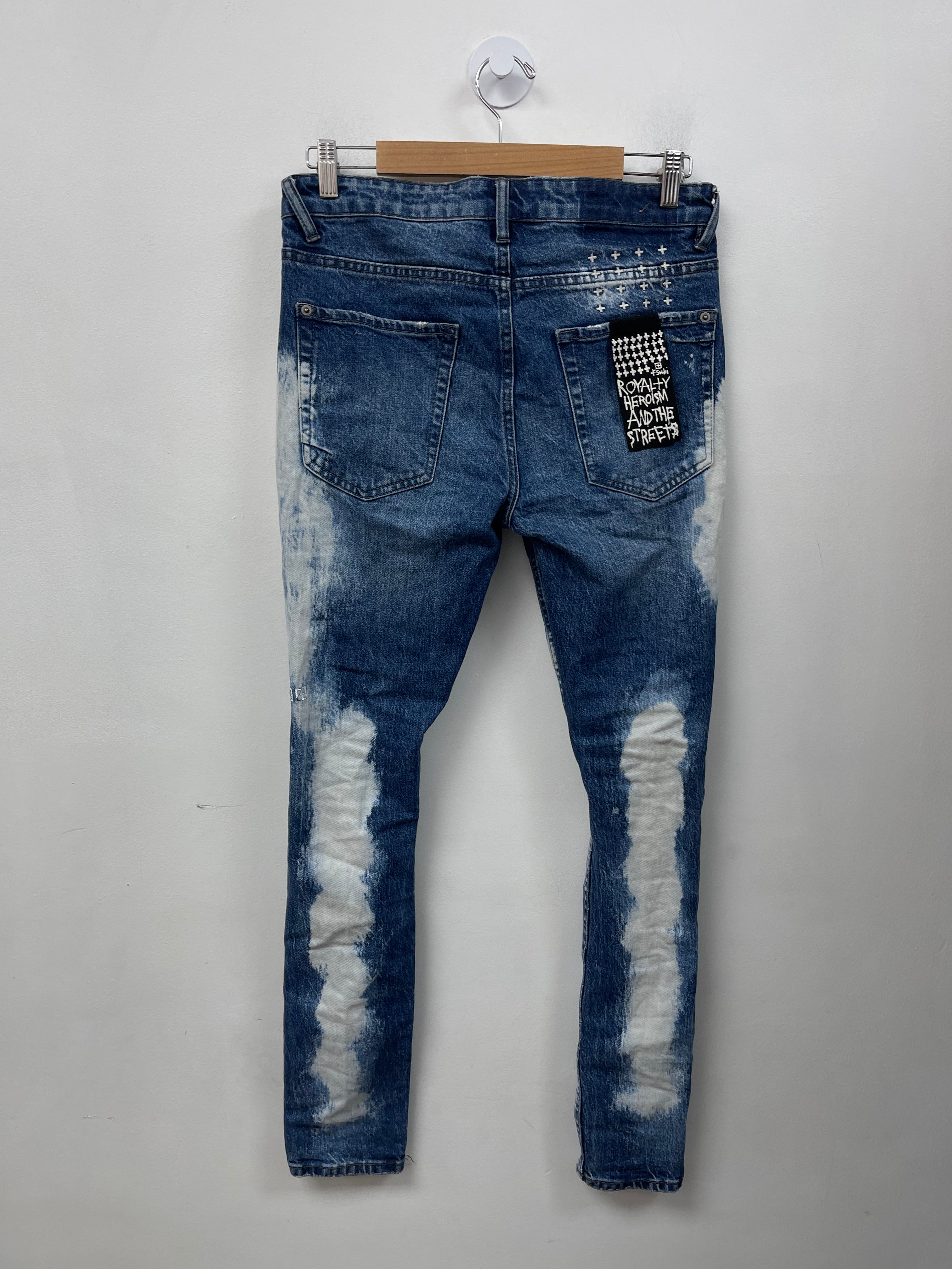 Ksubi Deep Indigo Bleached Distressed Jeans