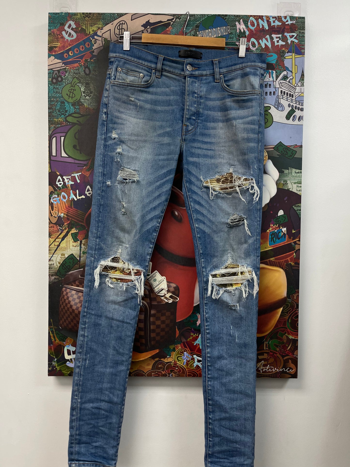Amiri MX1 Light Wash Aloha Sneakers