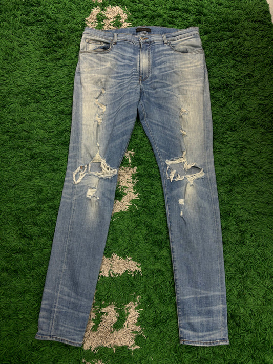 Amiri Plain Thrasher Light Wash Distressed Used 38