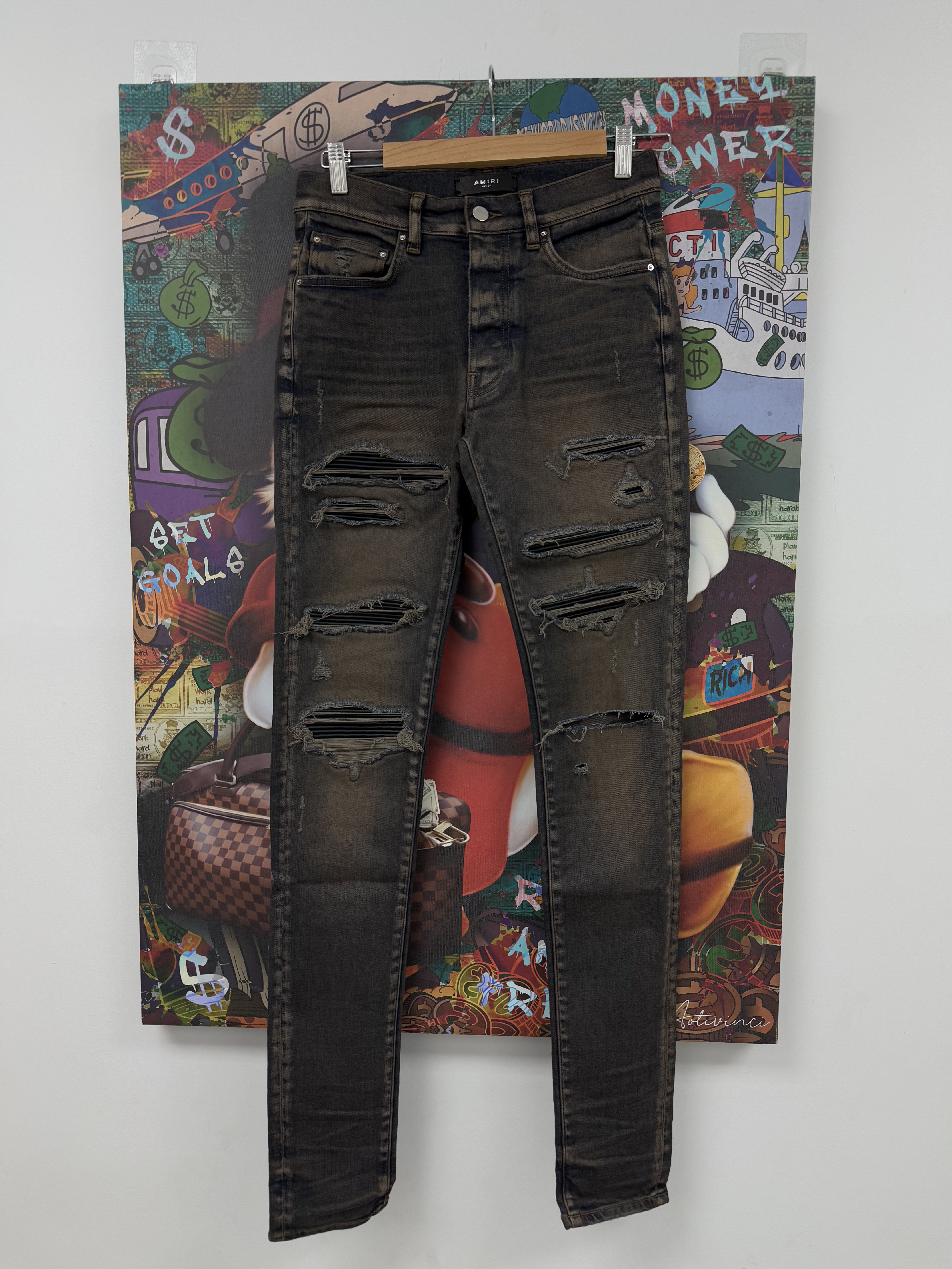 Amiri Thrasher "Rust" Patch Black Jeans