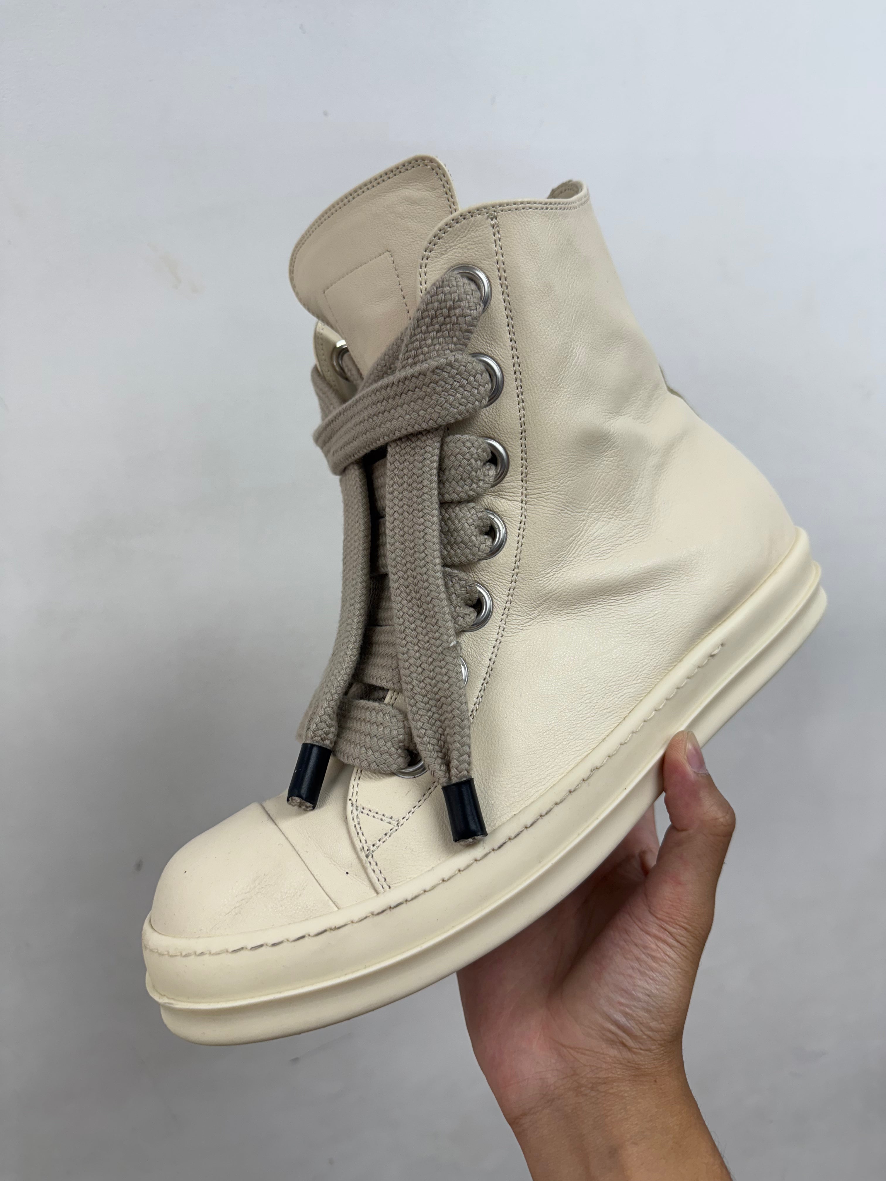 Rick Owens Milk Milk Jumbo Lace Hi Mainline Sneakers