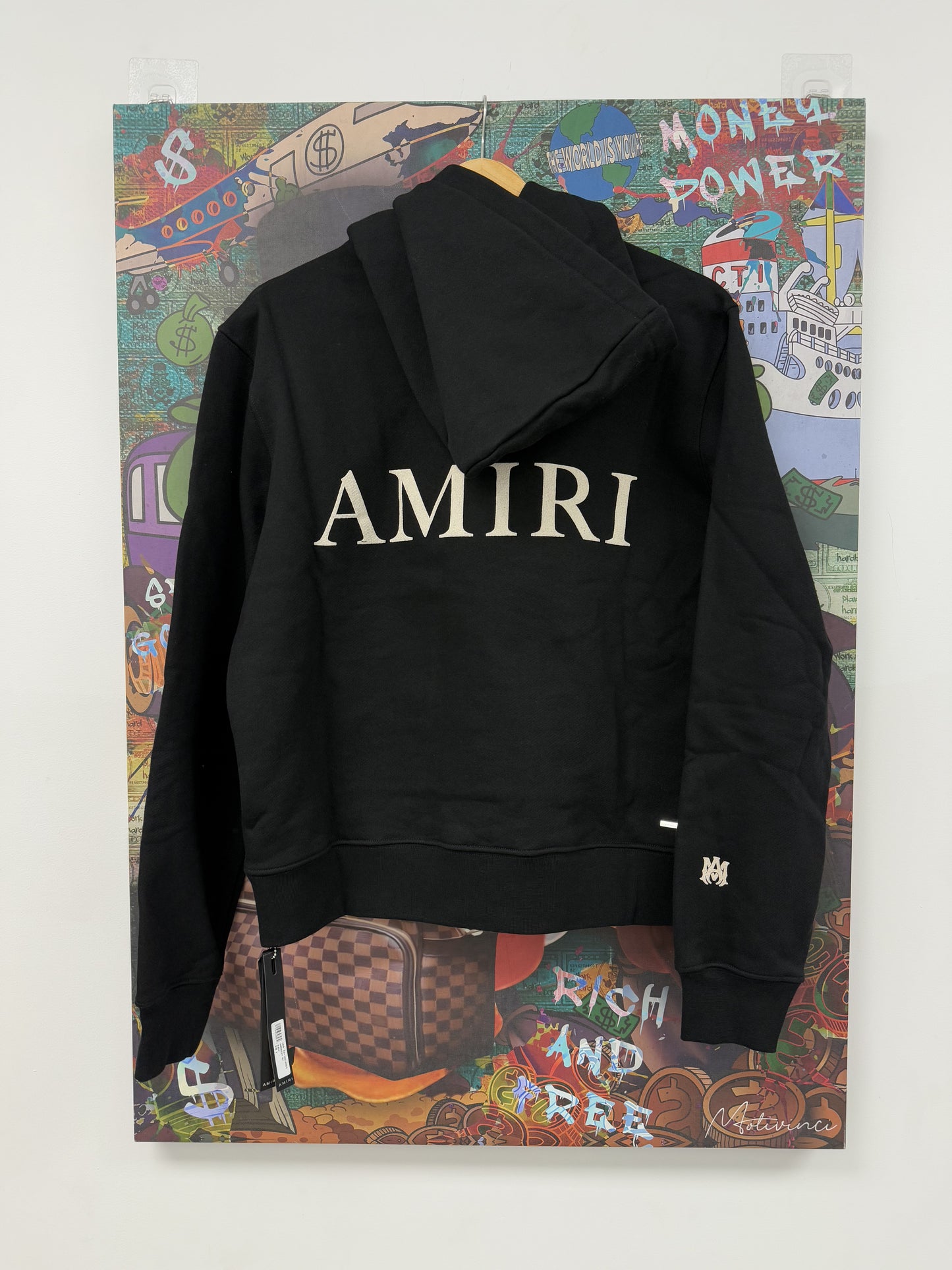 Amiri Hoodie Black Cream Puff Logo