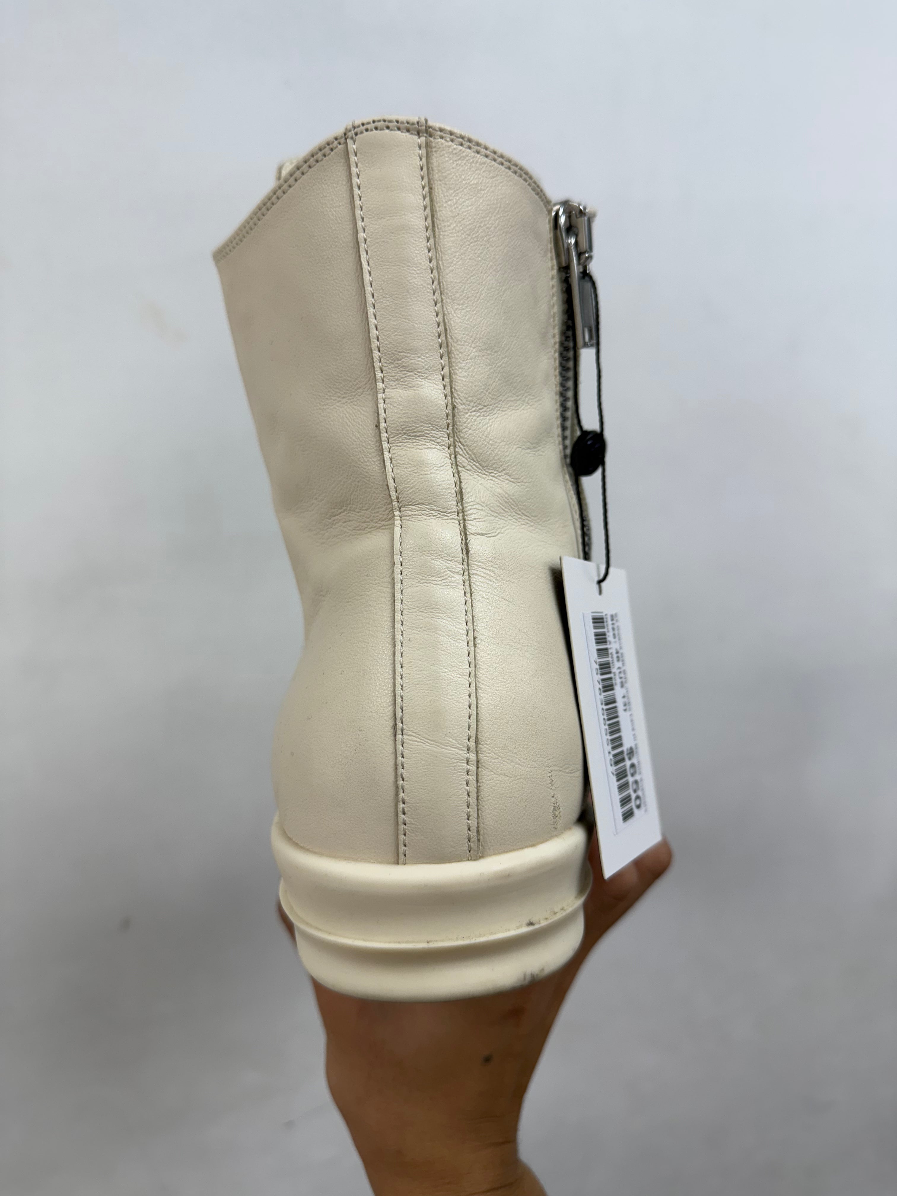 Rick Owens Milk Milk Jumbo Lace Hi Mainline Sneakers