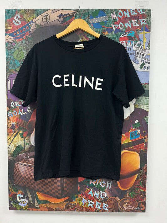 Celine Spellout Tee Black White Used XS (Runs Big) N/A