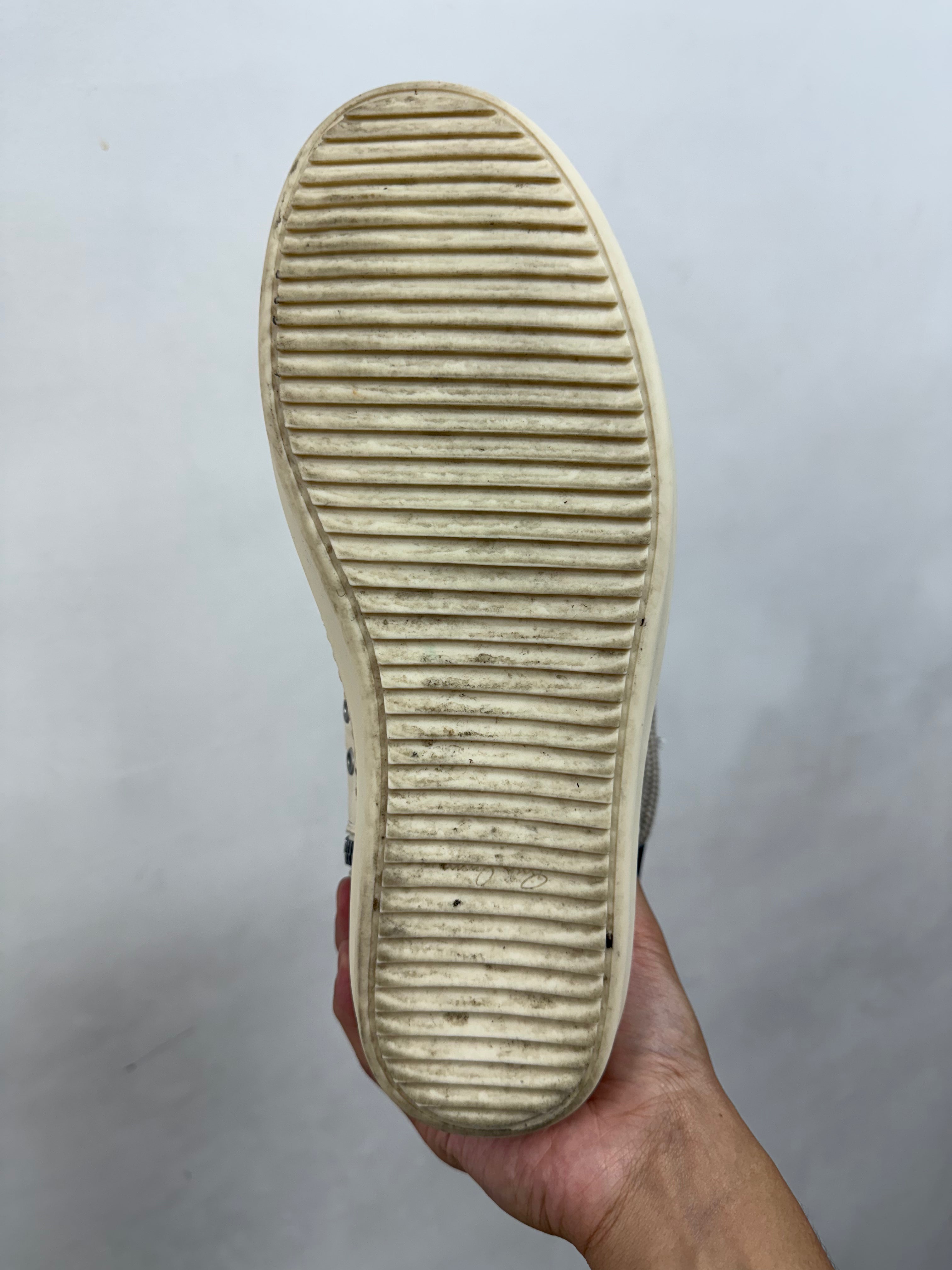 Rick Owens Milk Milk Jumbo Lace Hi Mainline Sneakers