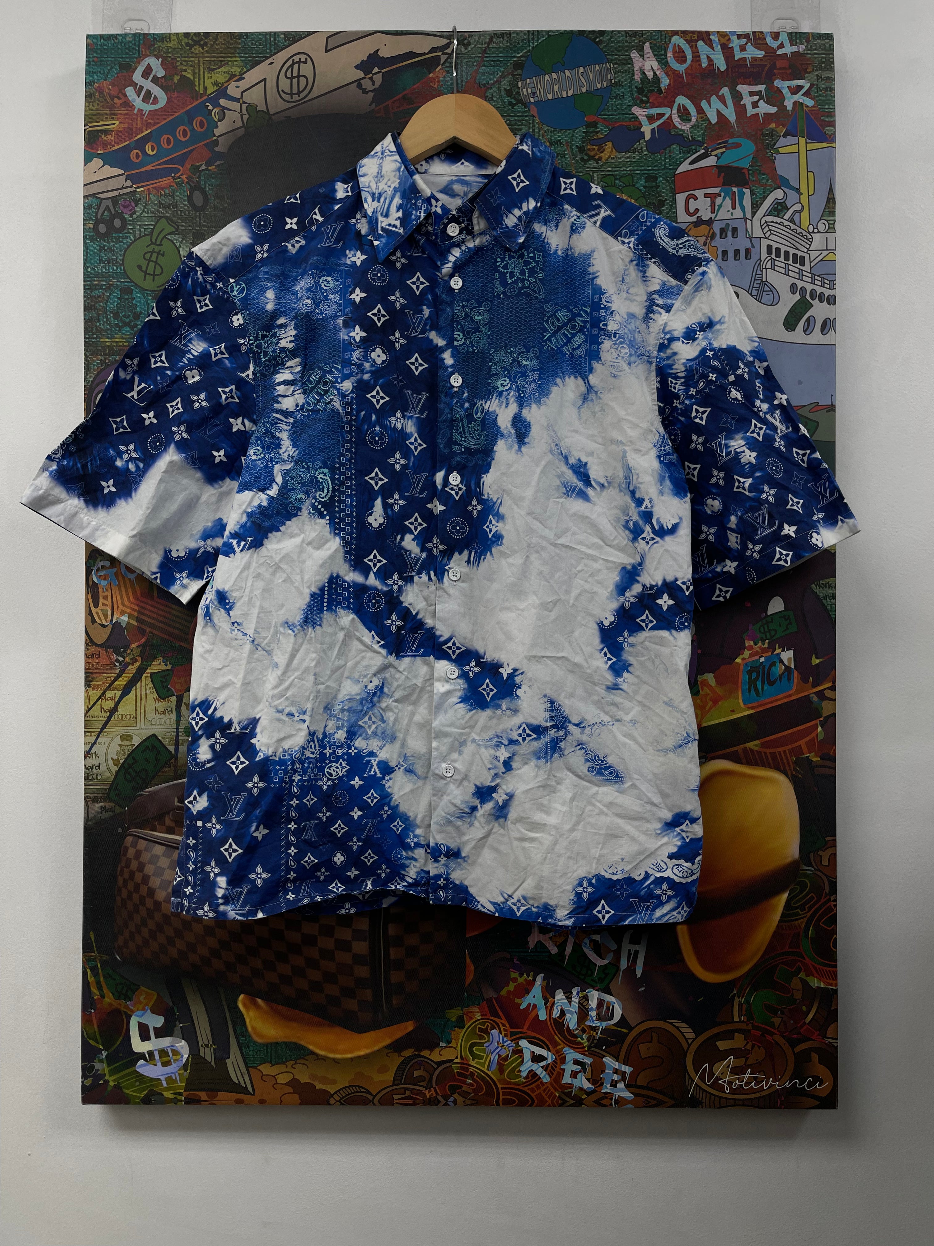 Louis Vuitton Blue Paisley Button Up