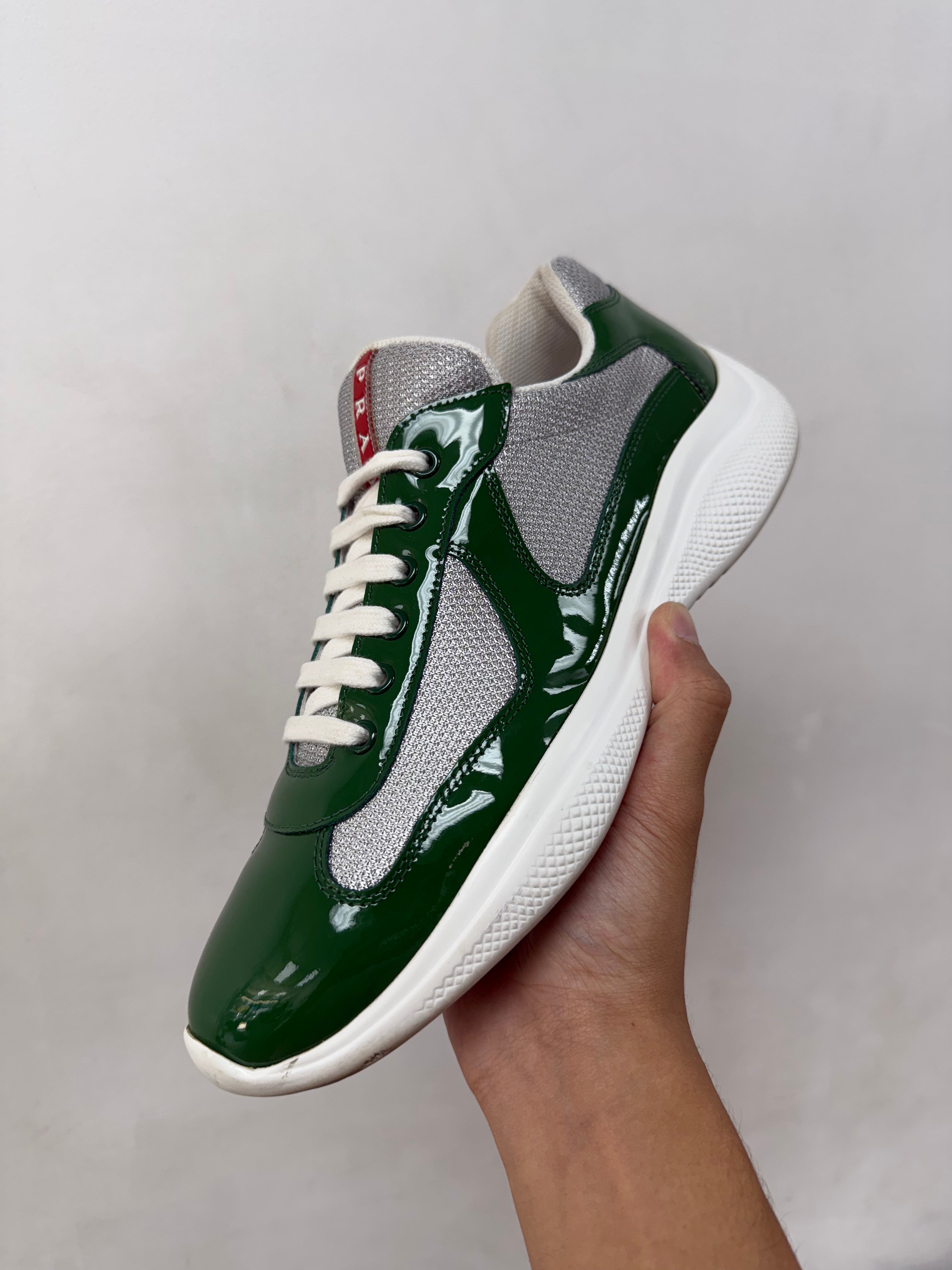 Prada Green White Cup Sneakers
