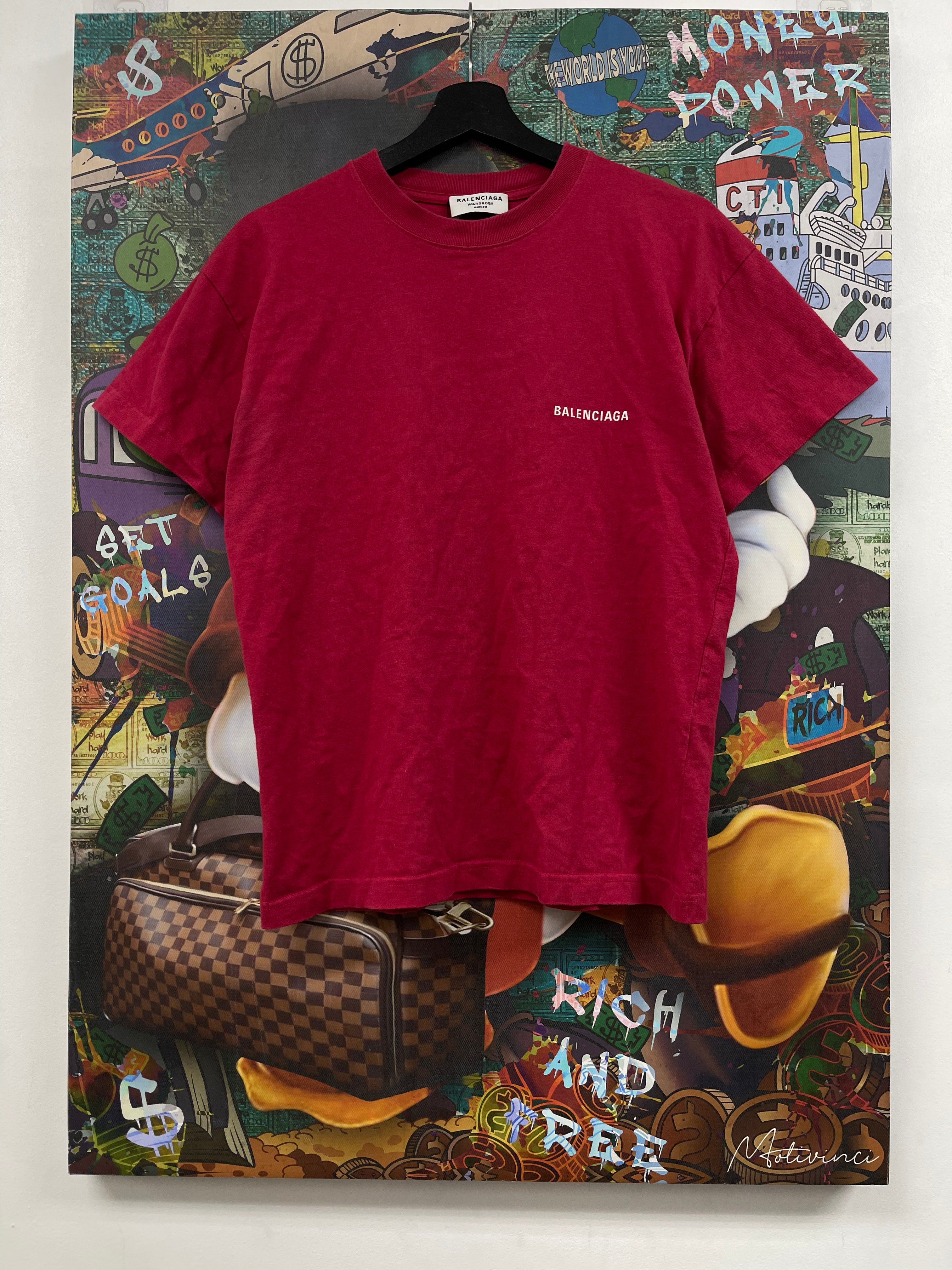 Balenciaga Red White Spellout Tee