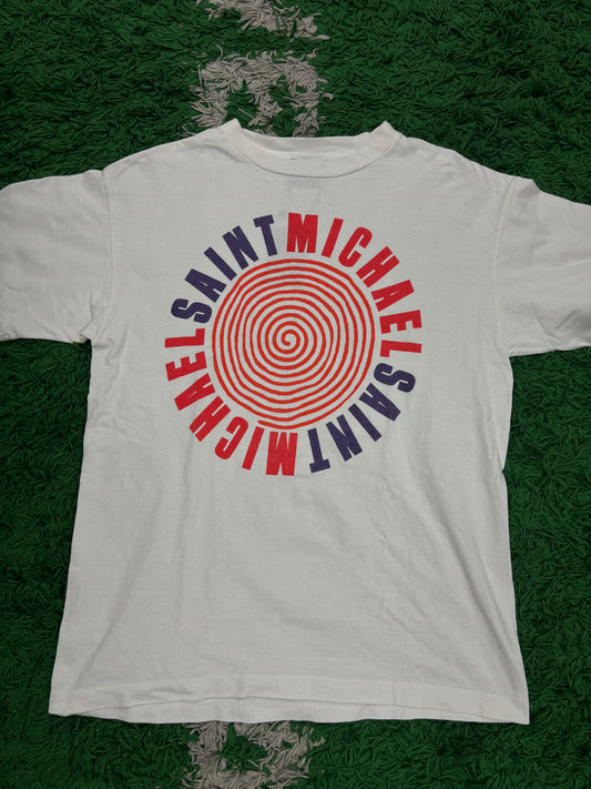 Saint Mxxxxxx Tee White Red Blue Spiral size:Medium Used