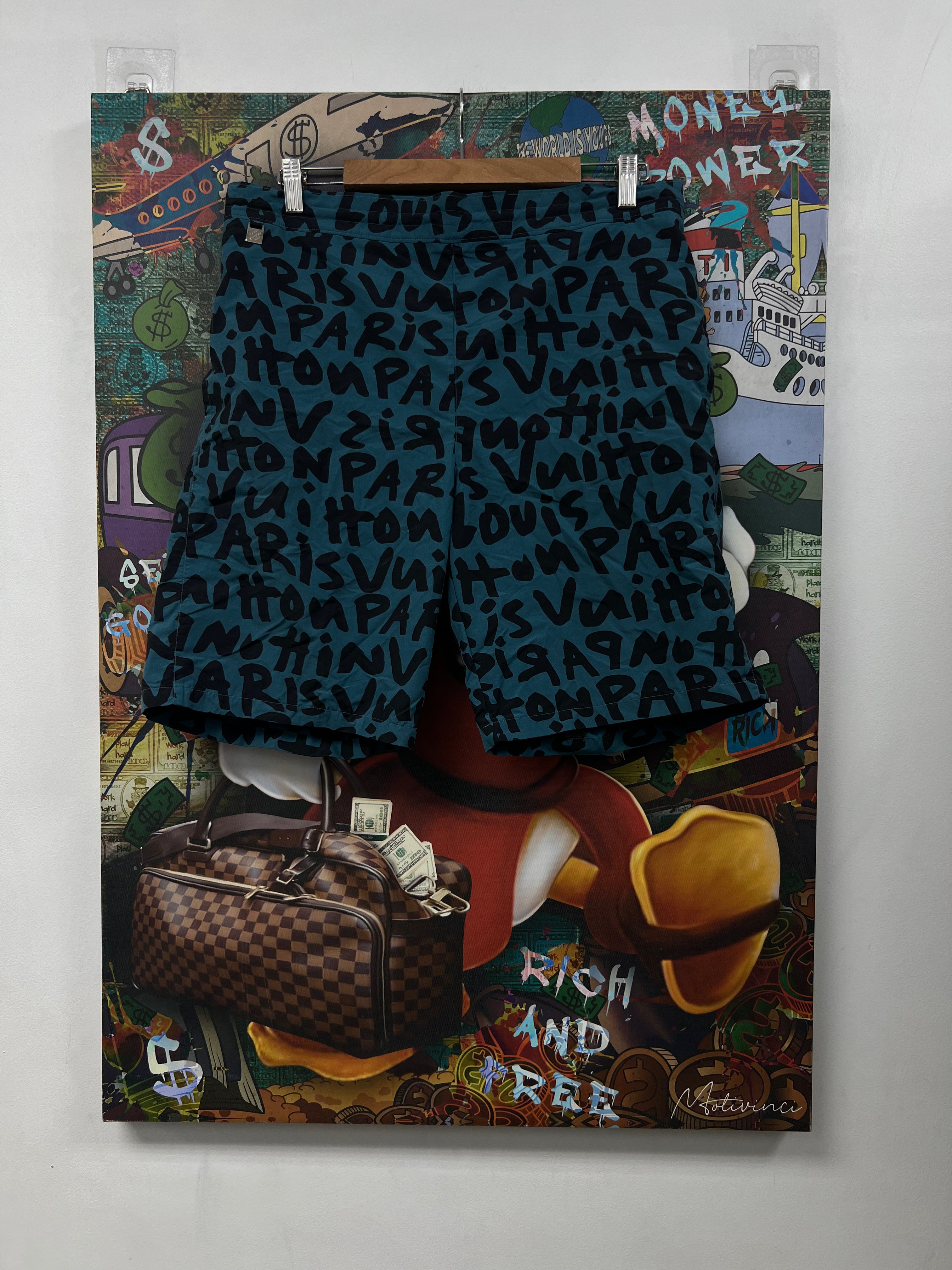 Louis Vuitton Blue Black Stephen Sprouse Swim Trunks