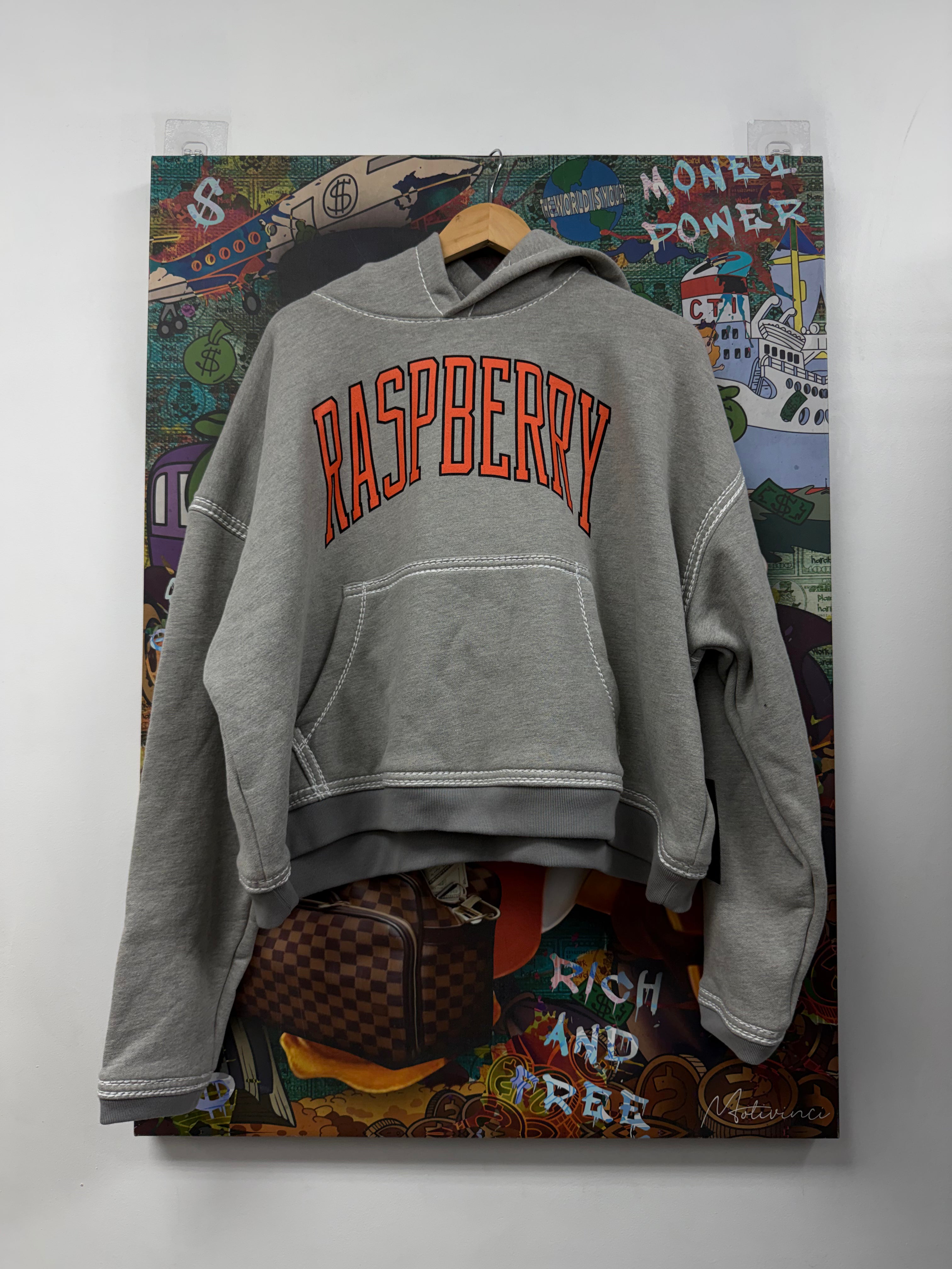 GV Gallery Grey Orange Chest Logo Hoodie