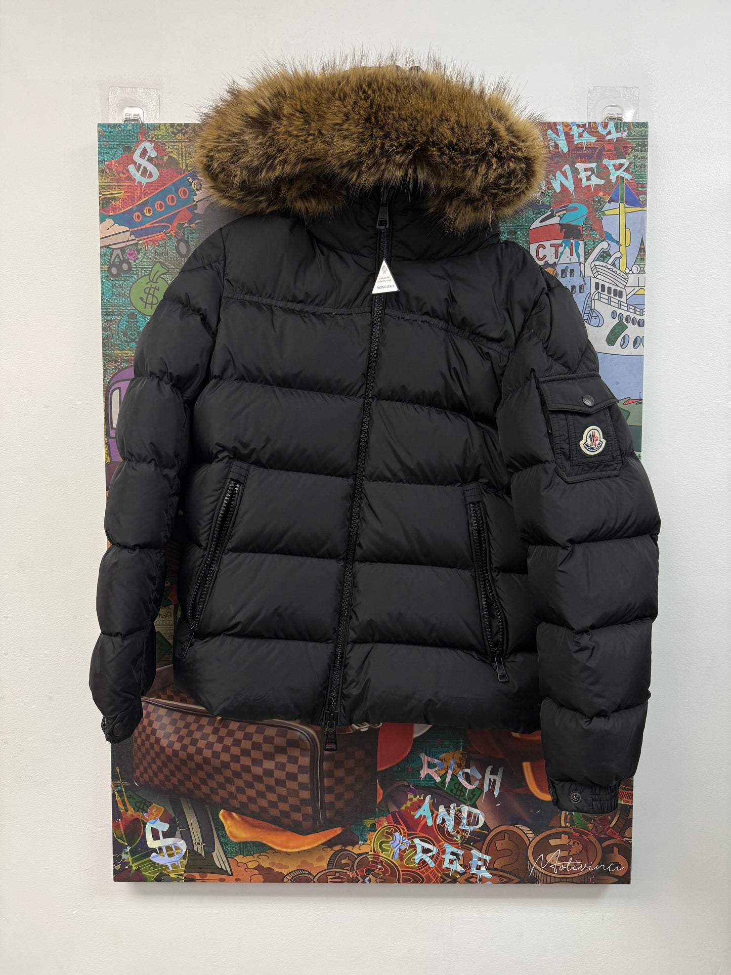 Moncler Black Fur Jacket