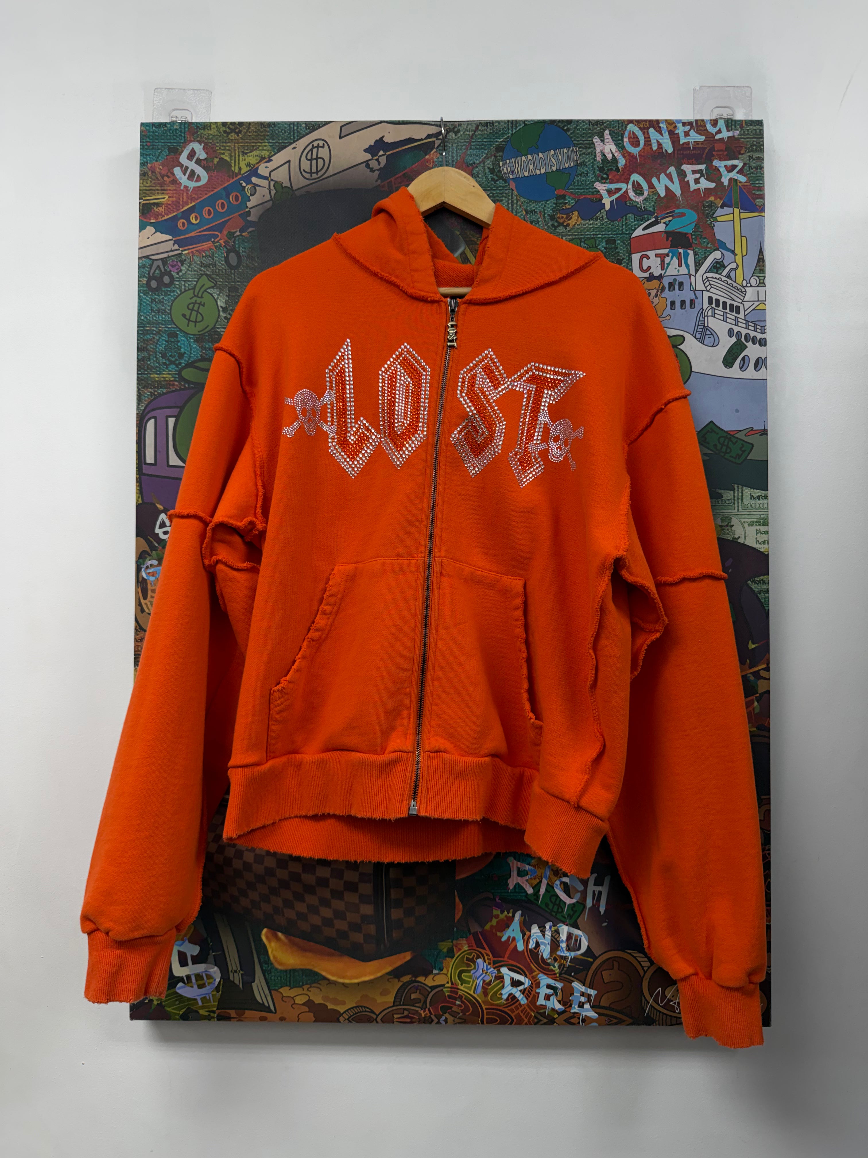 Lost Intricacy Orane Rhinestone Zip Hoodie