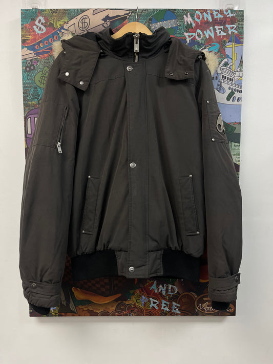 Moose Knuckles Puffer Grey Fur Jacket