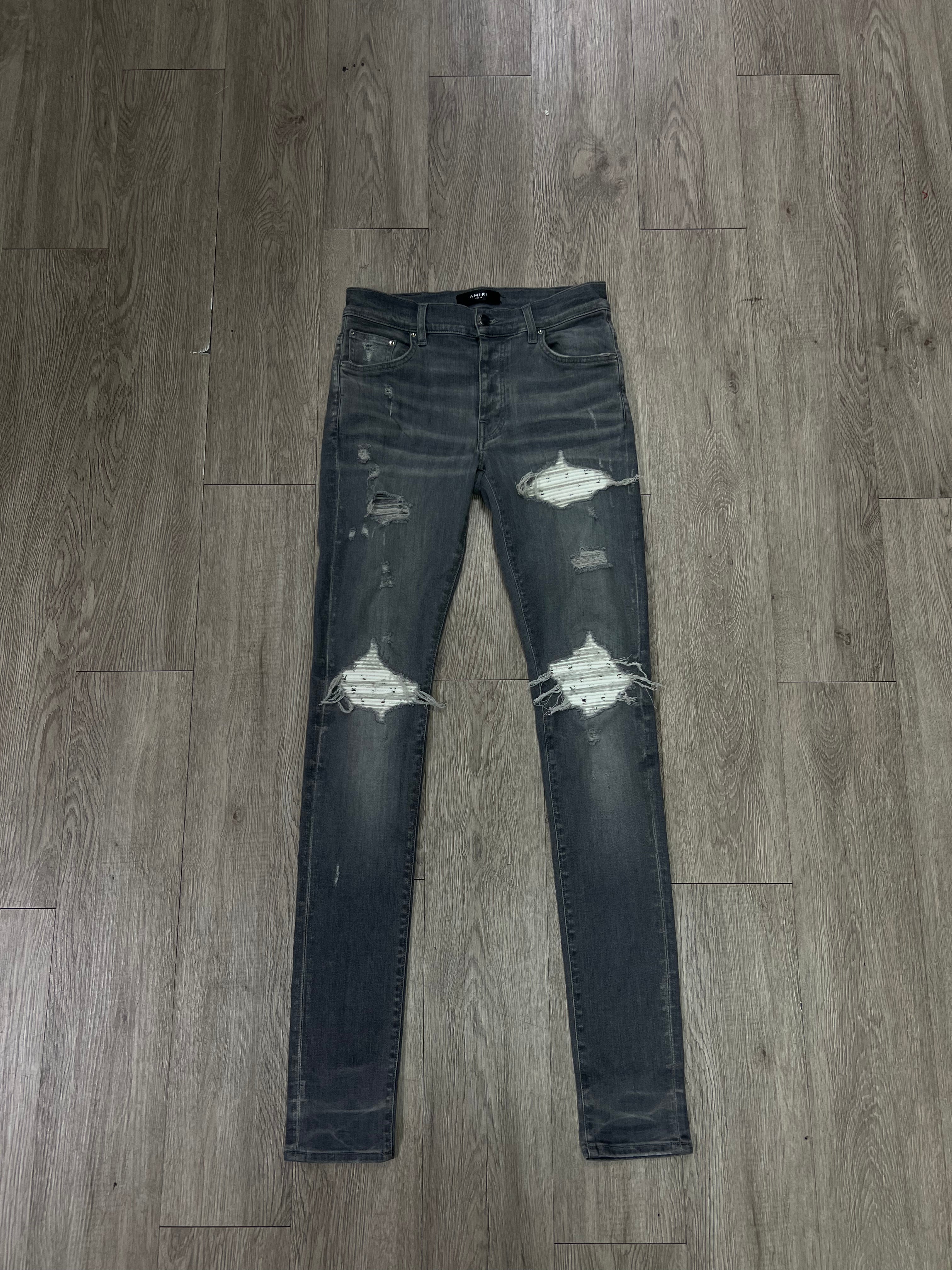 Amiri MX1 Grey Playboy Patch Jeans