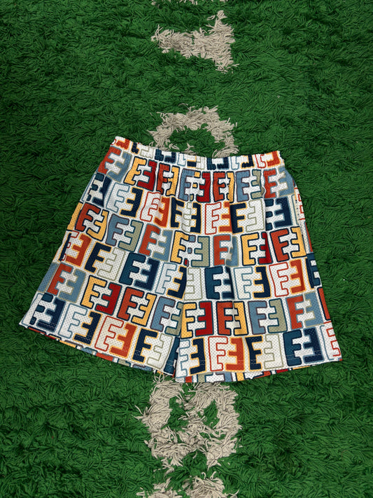 EE Fendi Shorts White Multi Used Large