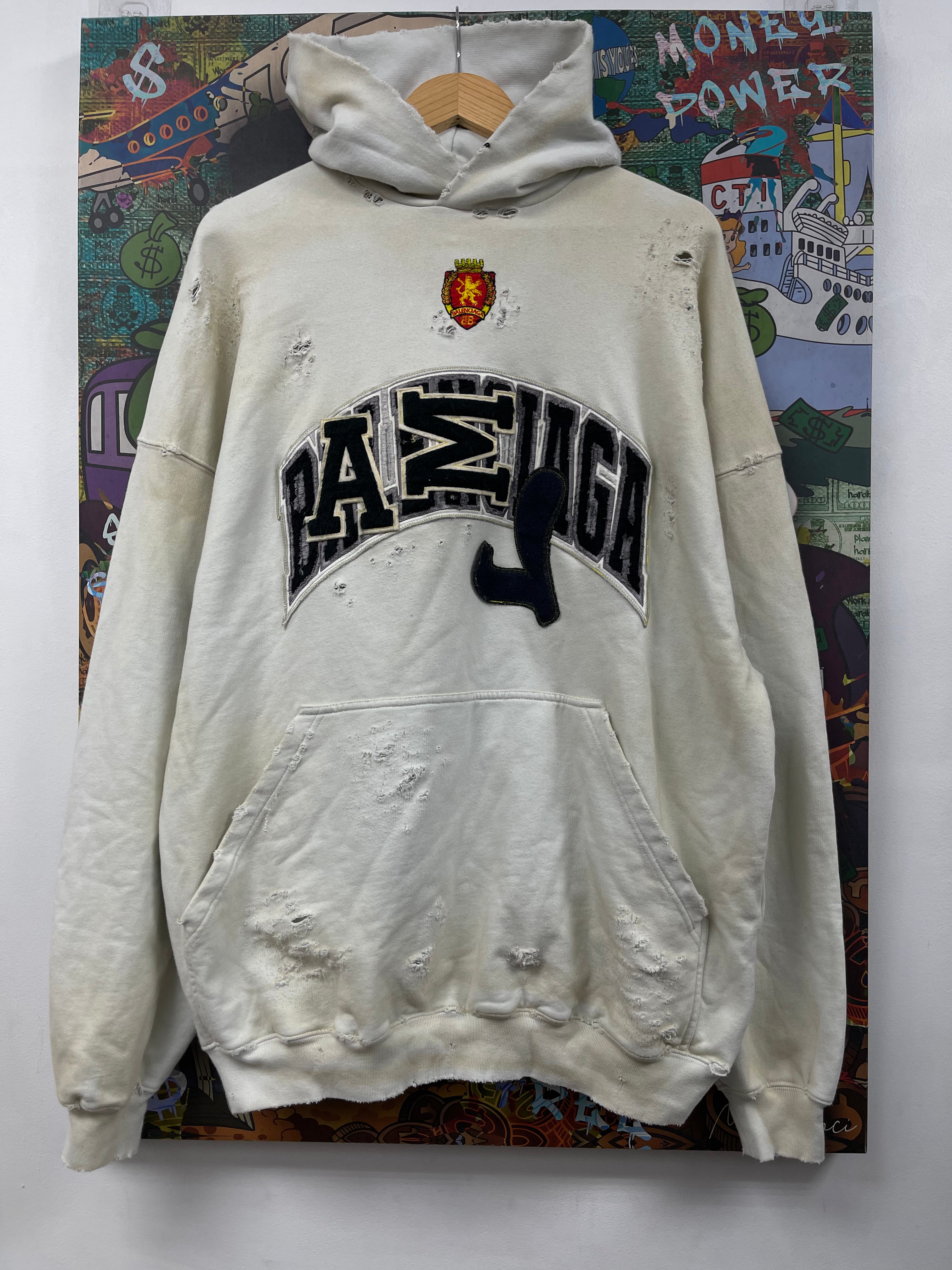 Balenciaga Skater Logo Distressed Hoodie