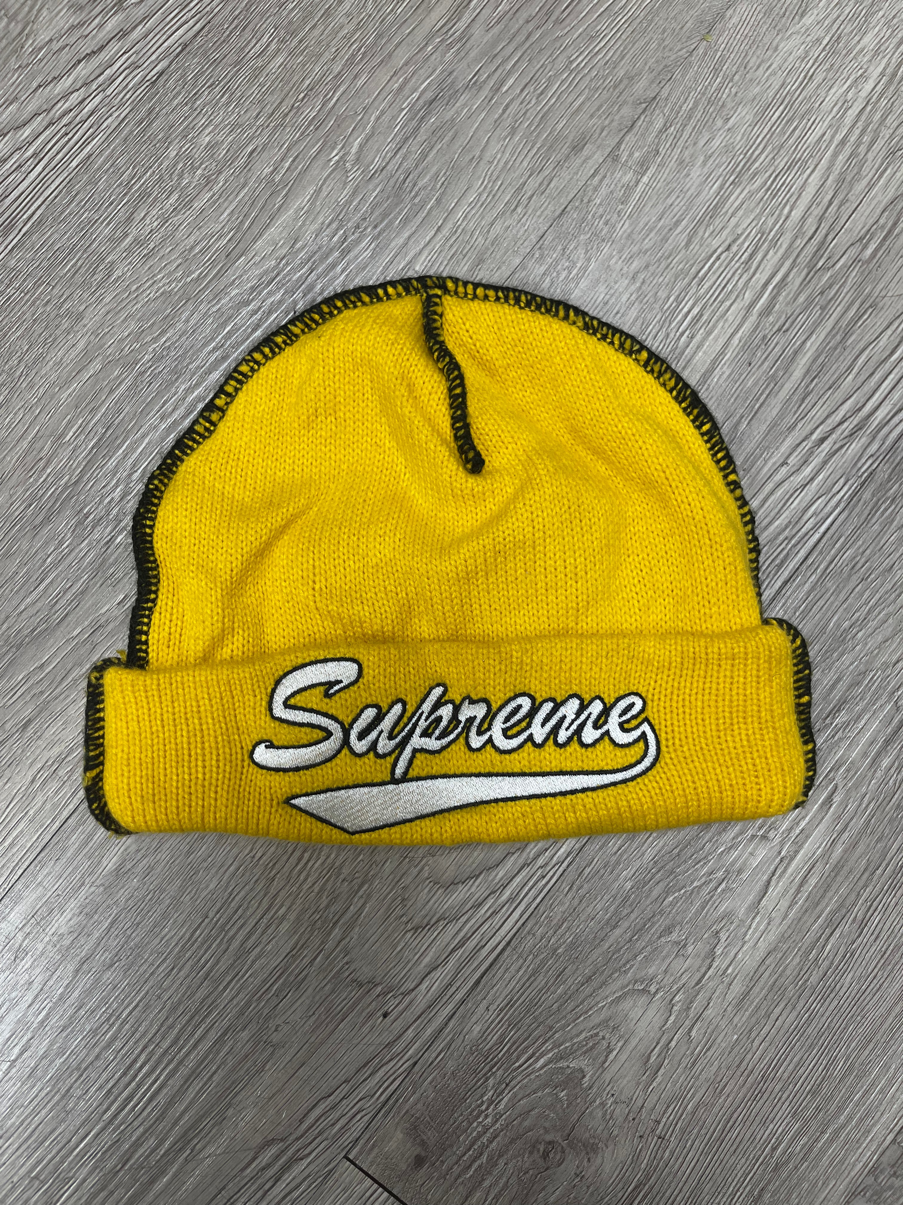 Supreme Yellow Script Beanie