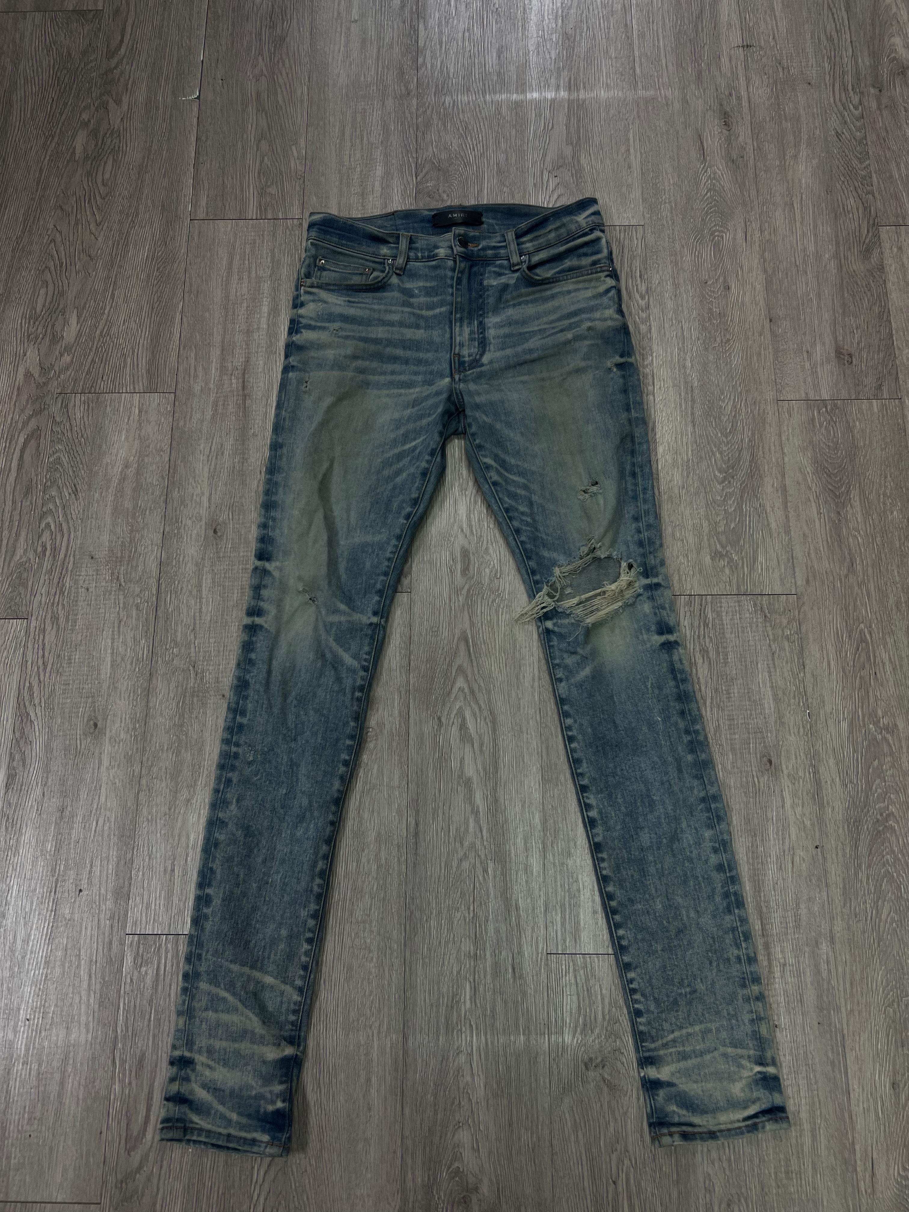 Amiri Aged Wash Stacked (Zipper) Jeans
