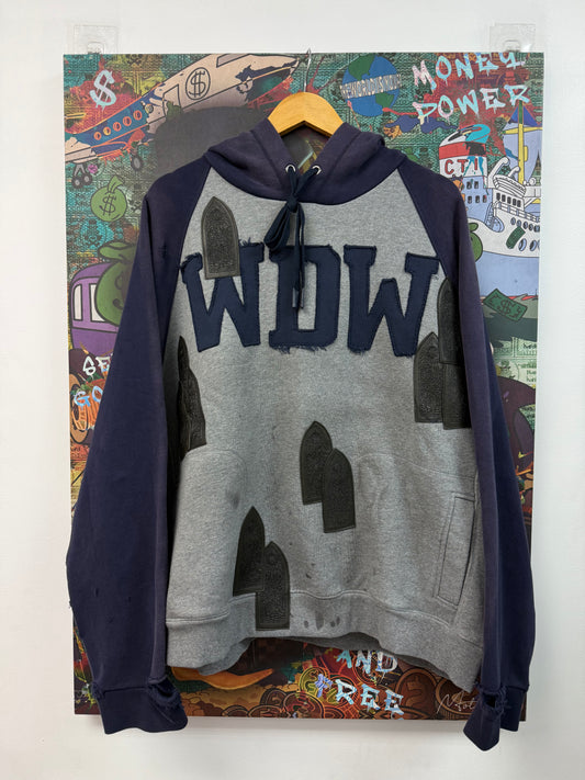 Who Decides War Faded Navy Grey Patch Hoodie
