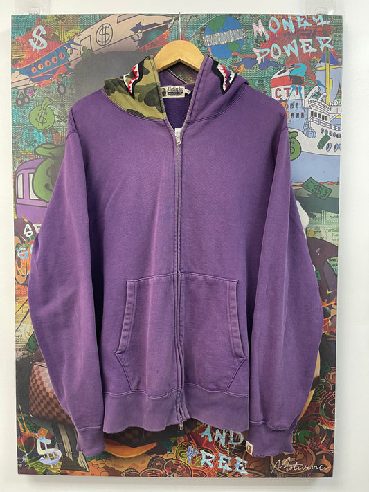 BAPE Purple Shark Zip Up Hoodie