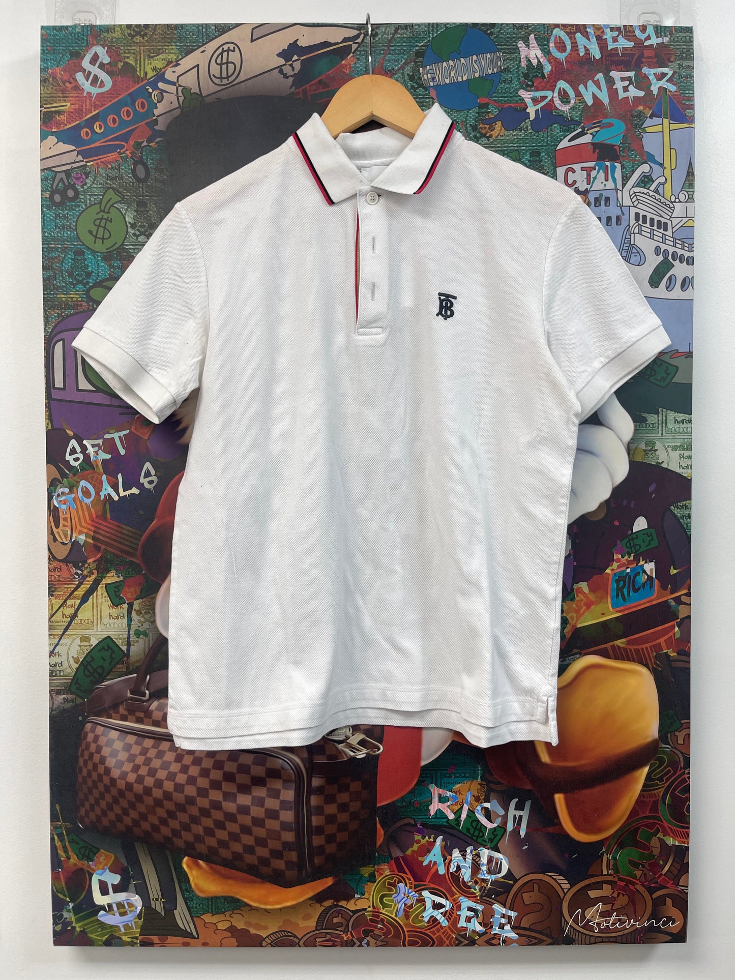 Burberry White Black Polo