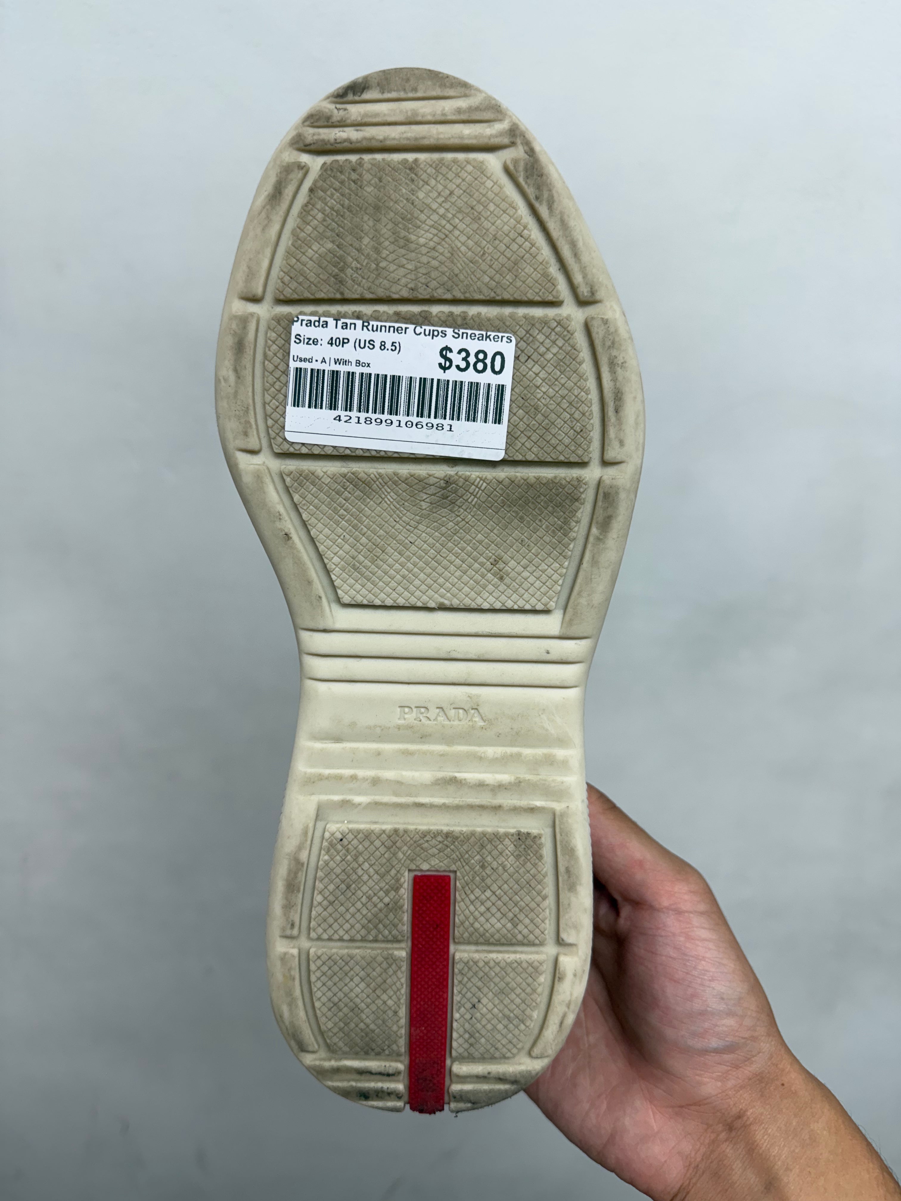 Prada Tan Runner Cups Sneakers