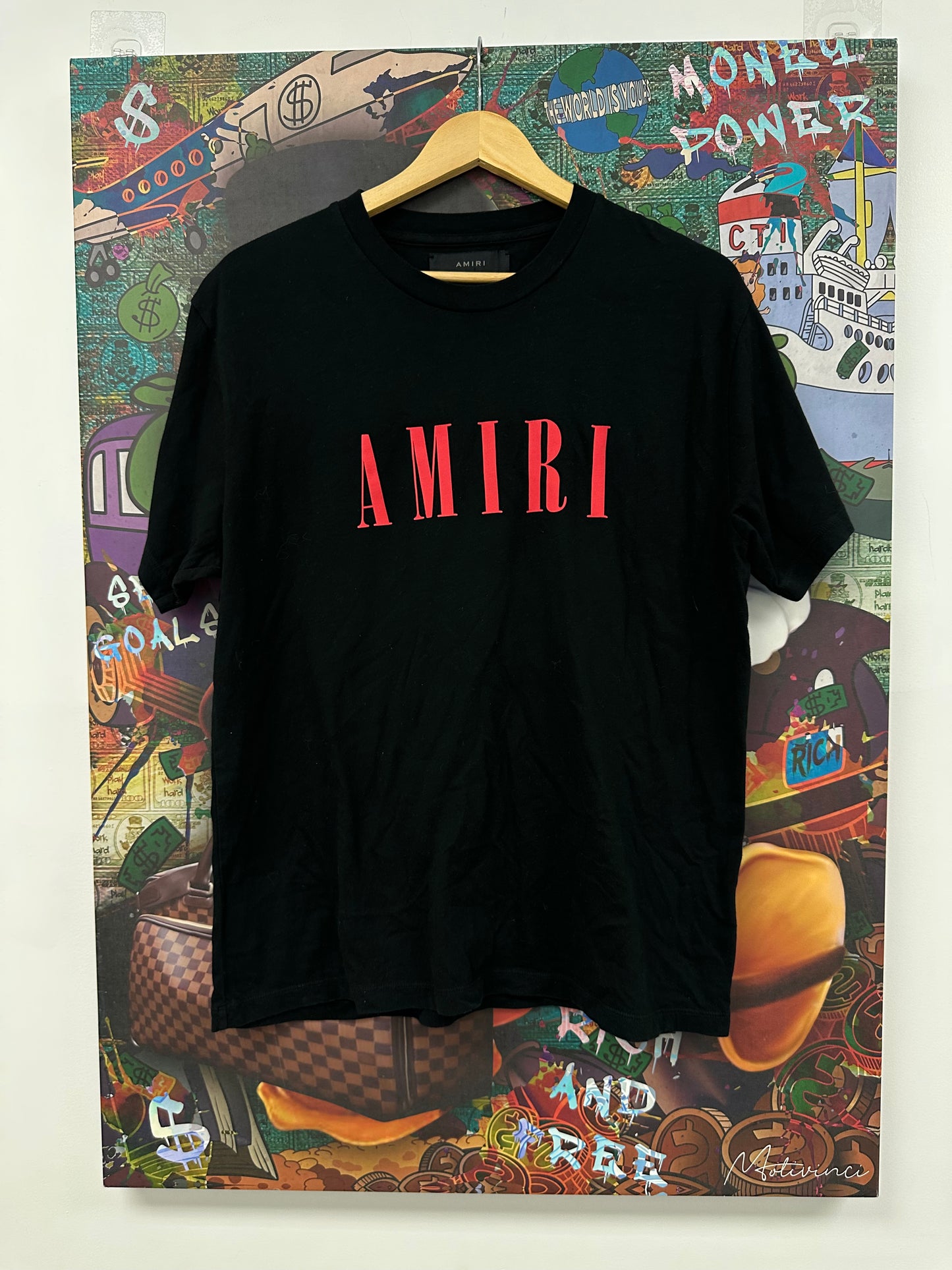 Amiri Tee Black Red Core Logo Used Small N/A